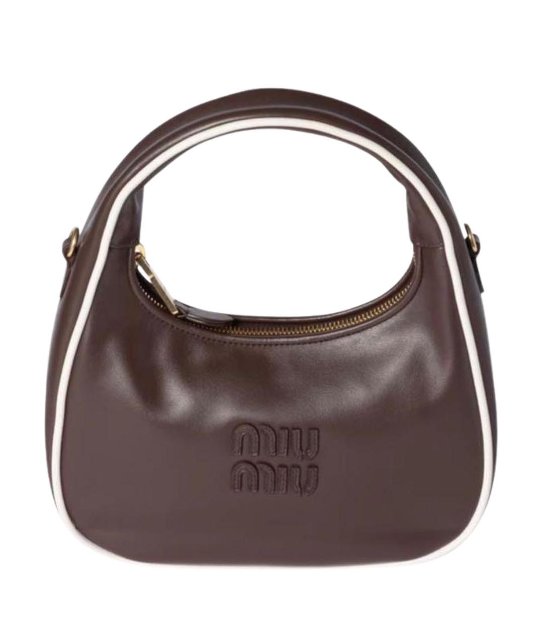 MIU MIU Коричневая кожаная сумка с короткими ручками, фото 1