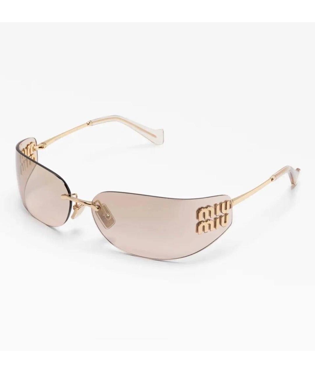 MIU MIU Золотые металлические солнцезащитные очки, фото 9