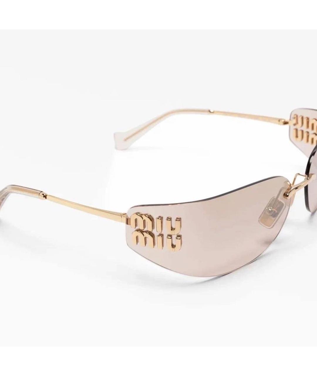 MIU MIU Золотые металлические солнцезащитные очки, фото 2