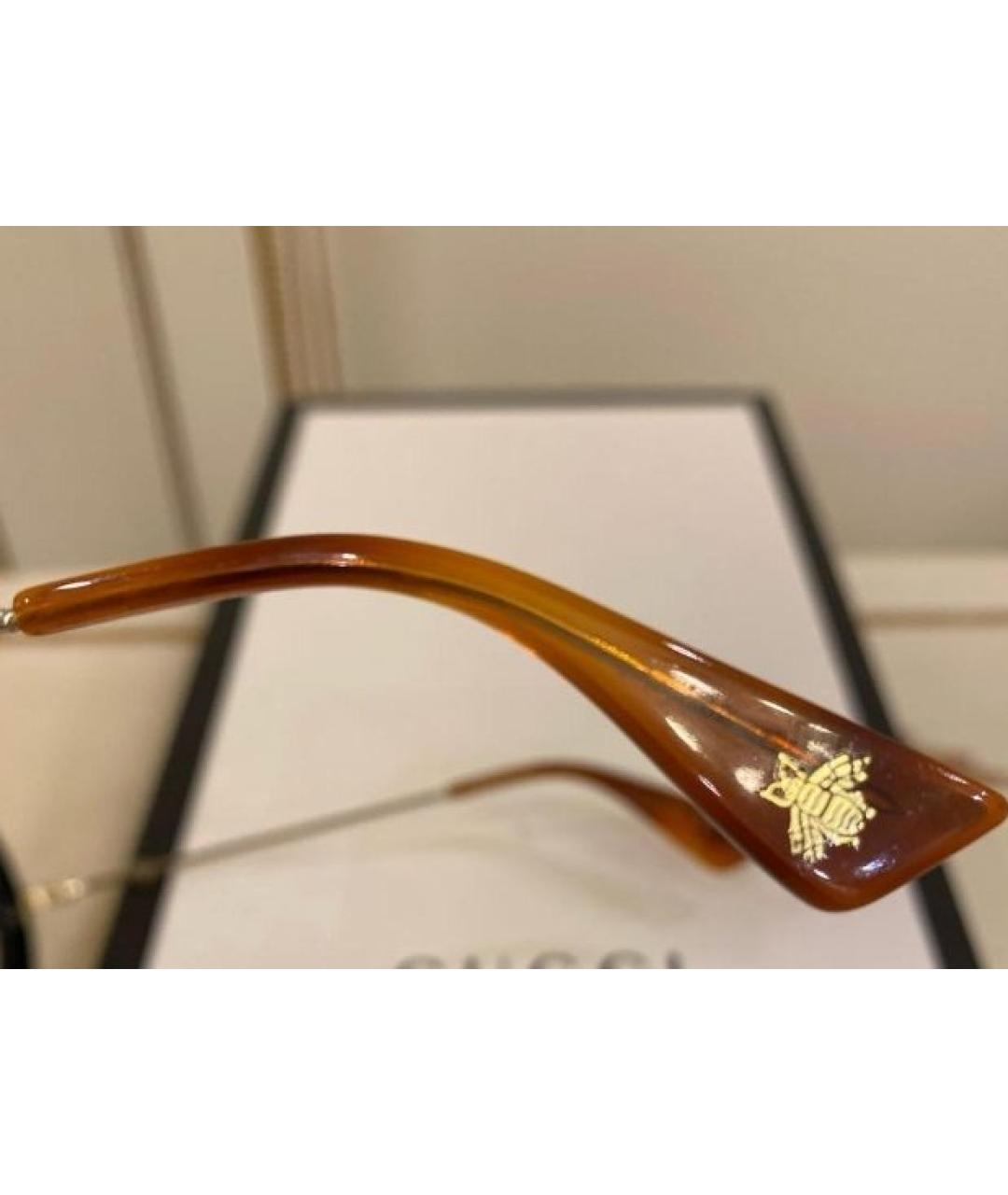 GUCCI Золотые металлические солнцезащитные очки, фото 4