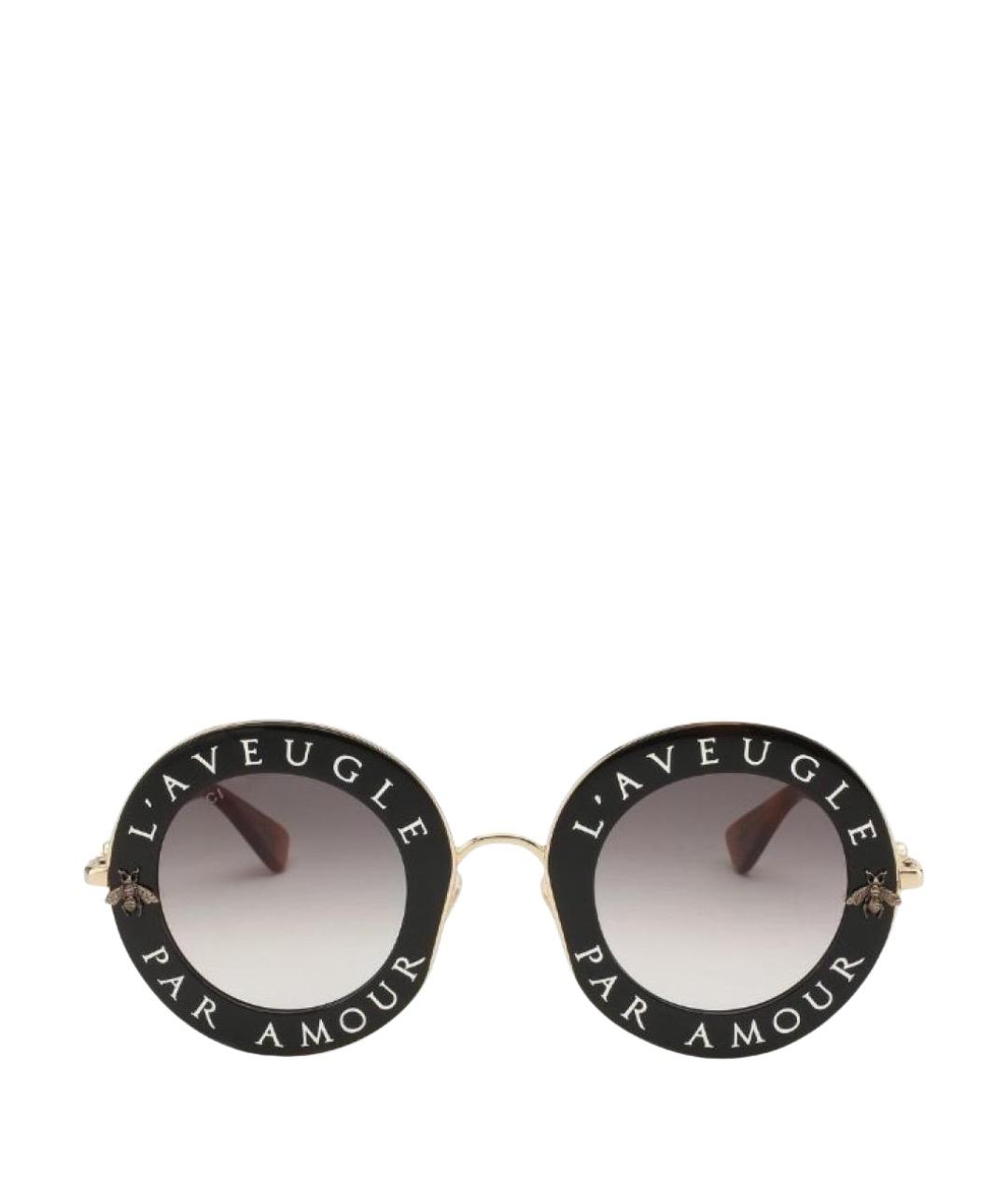 GUCCI Золотые металлические солнцезащитные очки, фото 1