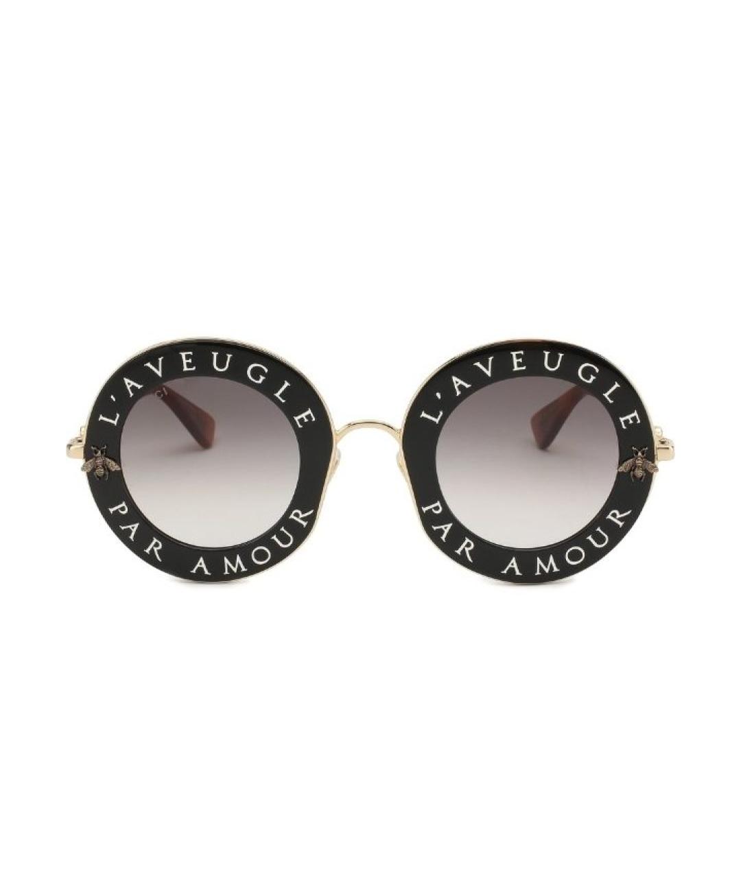 GUCCI Золотые металлические солнцезащитные очки, фото 8