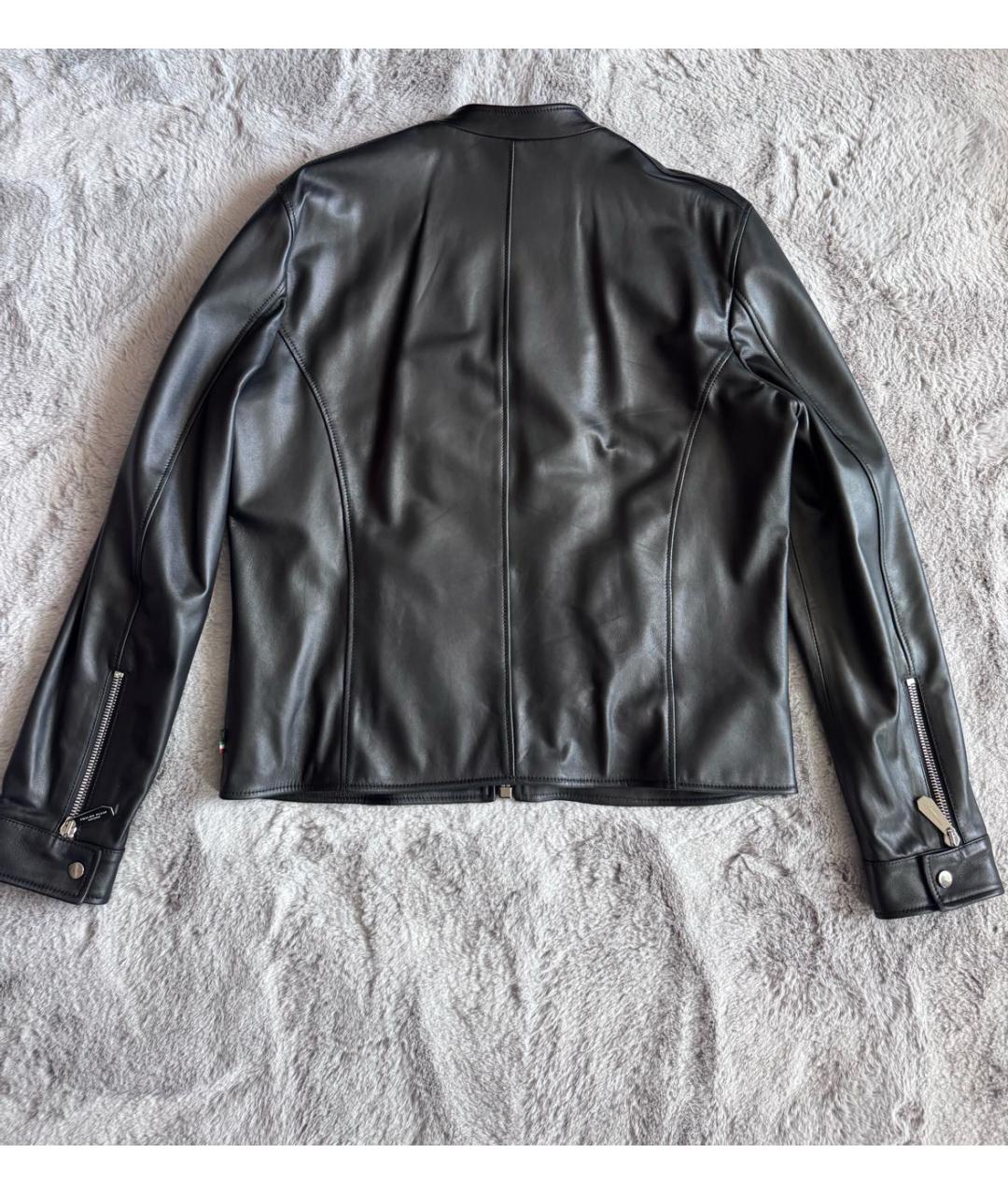 PHILIPP PLEIN Черная кожаная куртка, фото 2