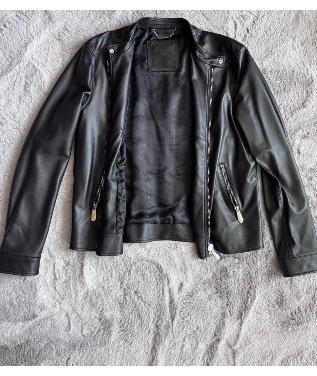 PHILIPP PLEIN Черная кожаная куртка, фото 4