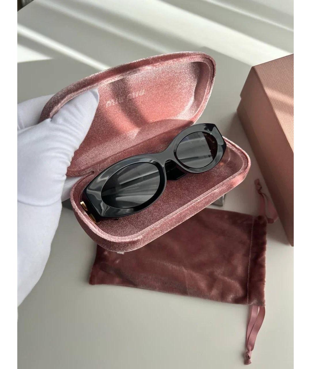 MIU MIU Черные пластиковые солнцезащитные очки, фото 3
