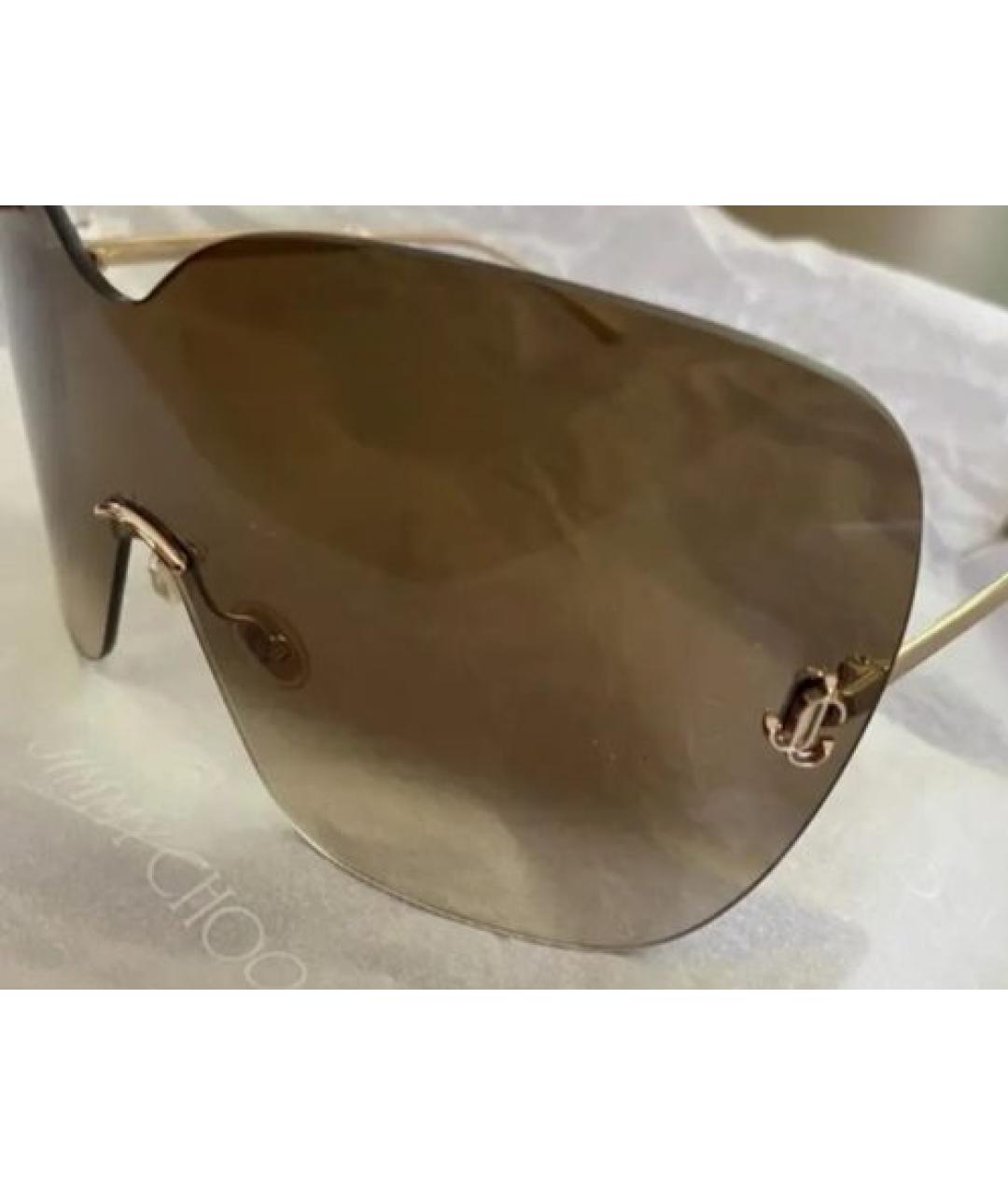 JIMMY CHOO Золотые металлические солнцезащитные очки, фото 8