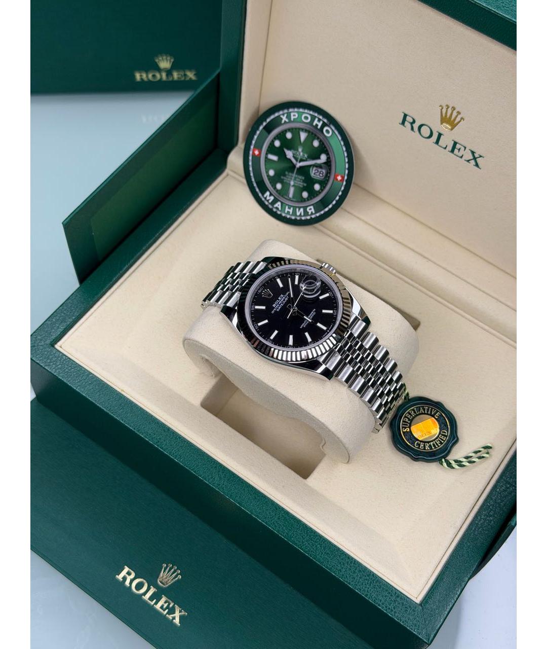 ROLEX Черные часы из белого золота, фото 3