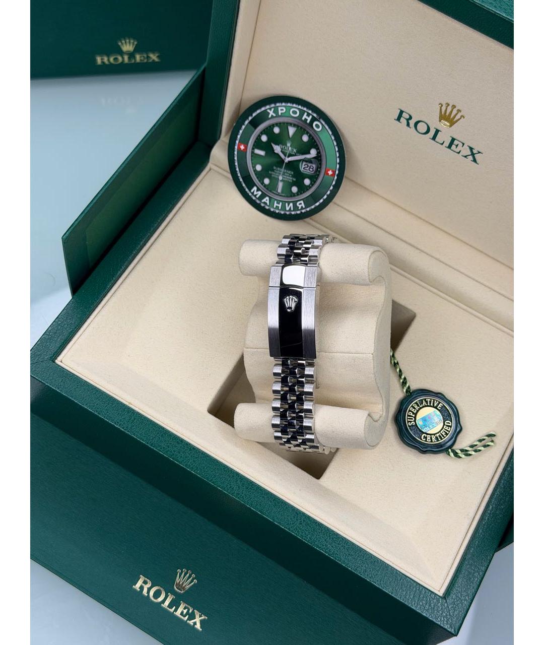 ROLEX Черные часы из белого золота, фото 4