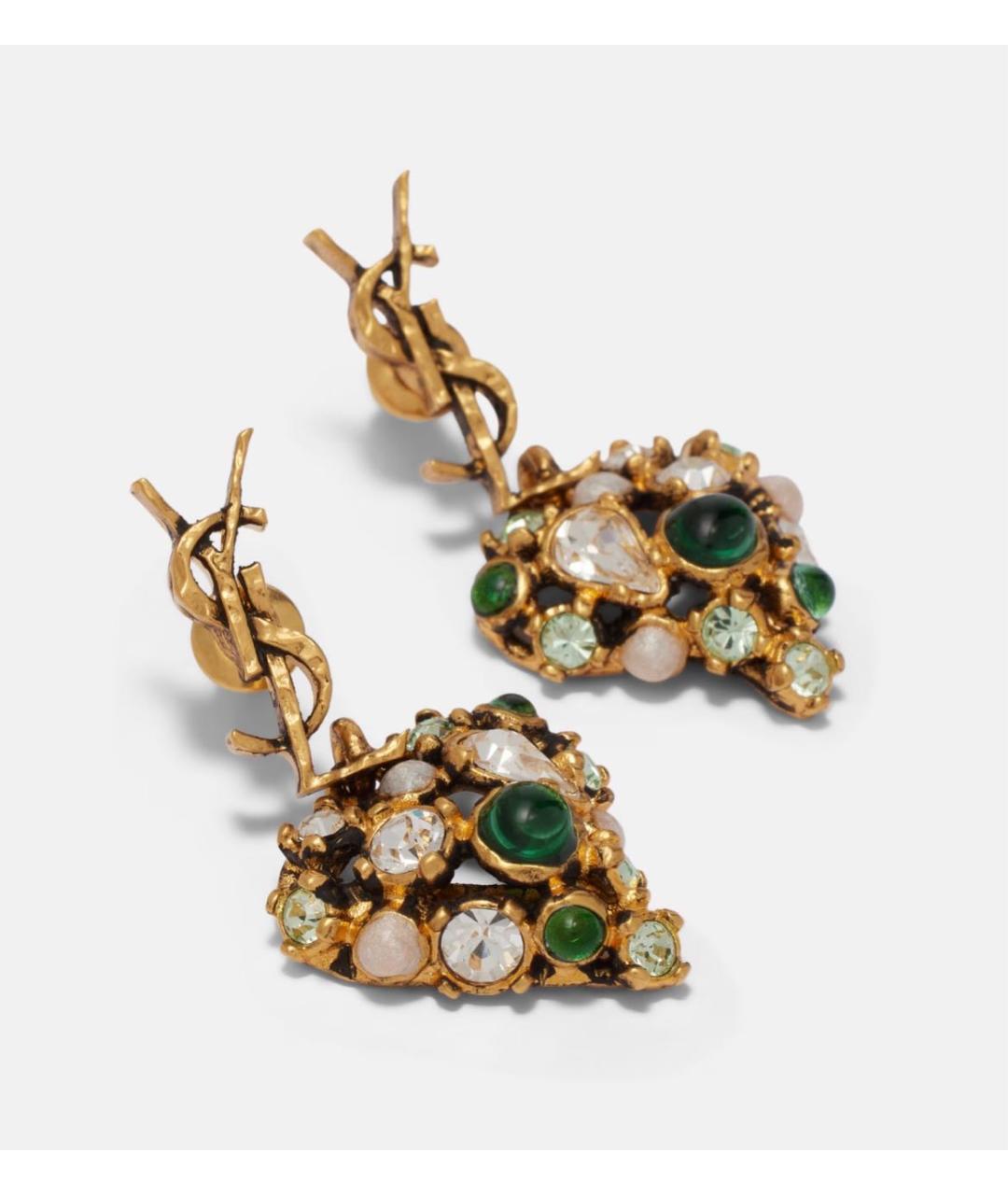 SAINT LAURENT Золотые латунные серьги, фото 3