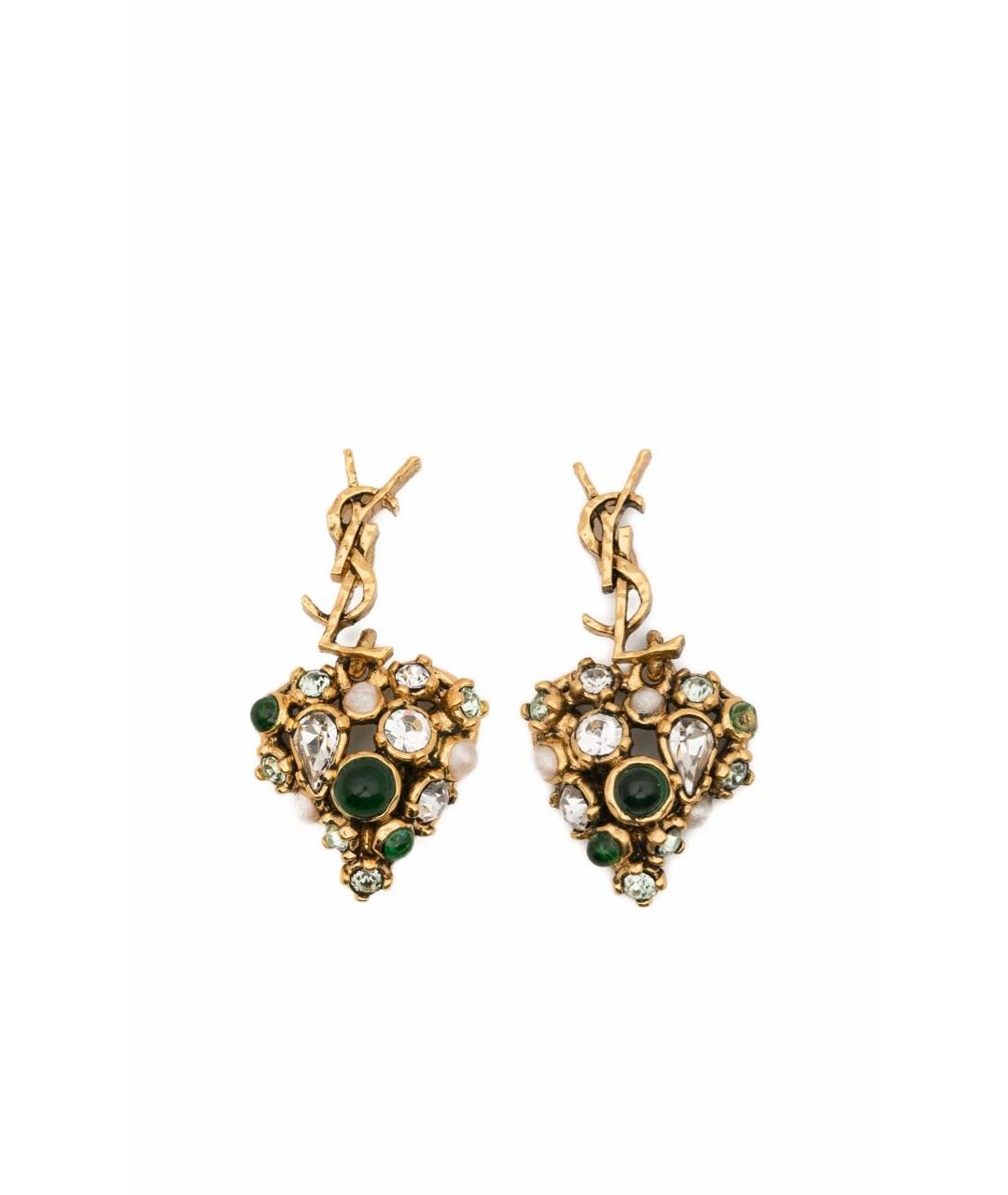 SAINT LAURENT Золотые латунные серьги, фото 1