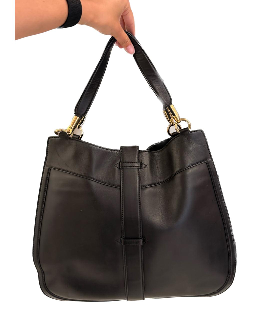 FERRAGAMO Черная кожаная сумка тоут, фото 2