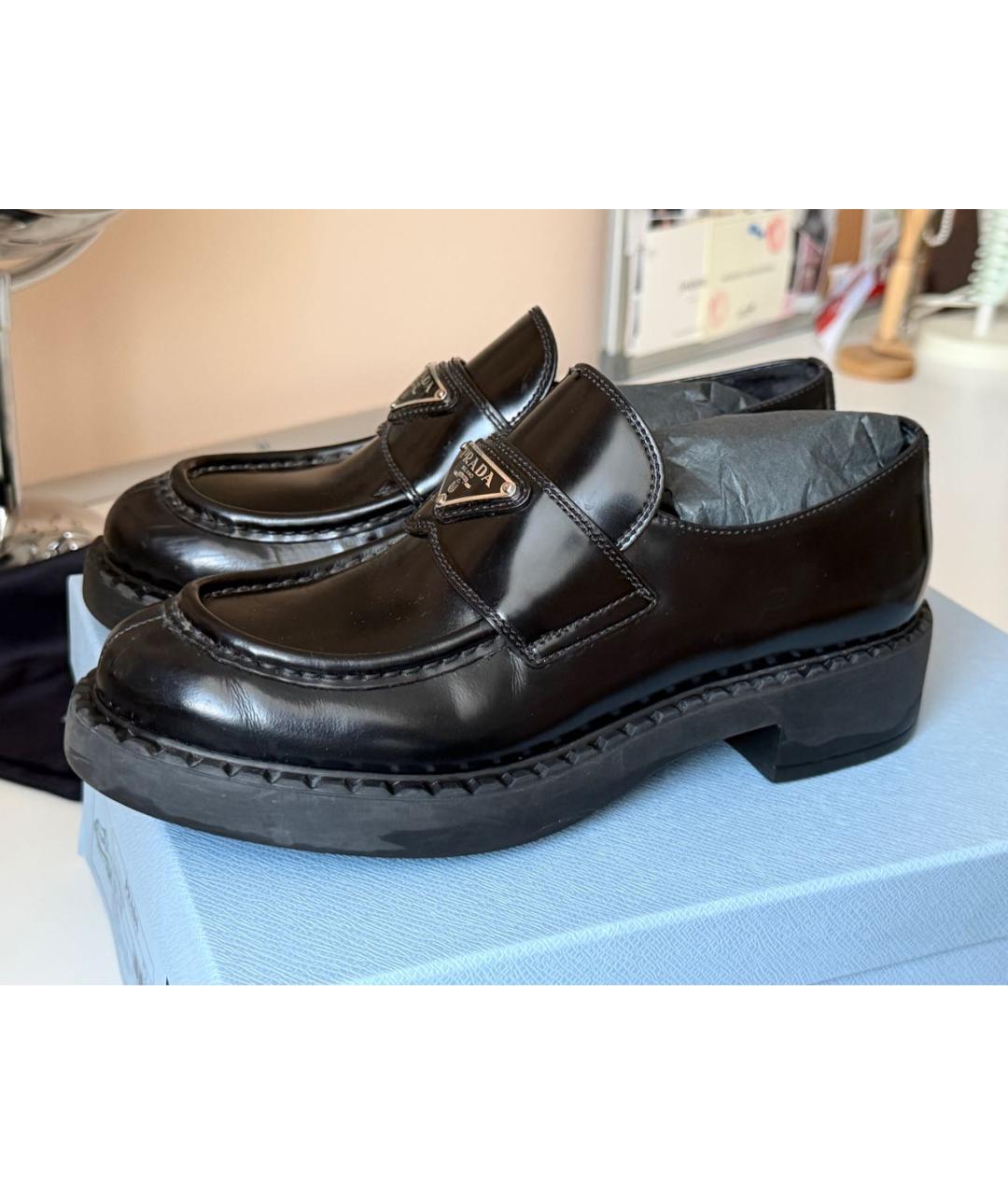 PRADA Черные кожаные лоферы, фото 8