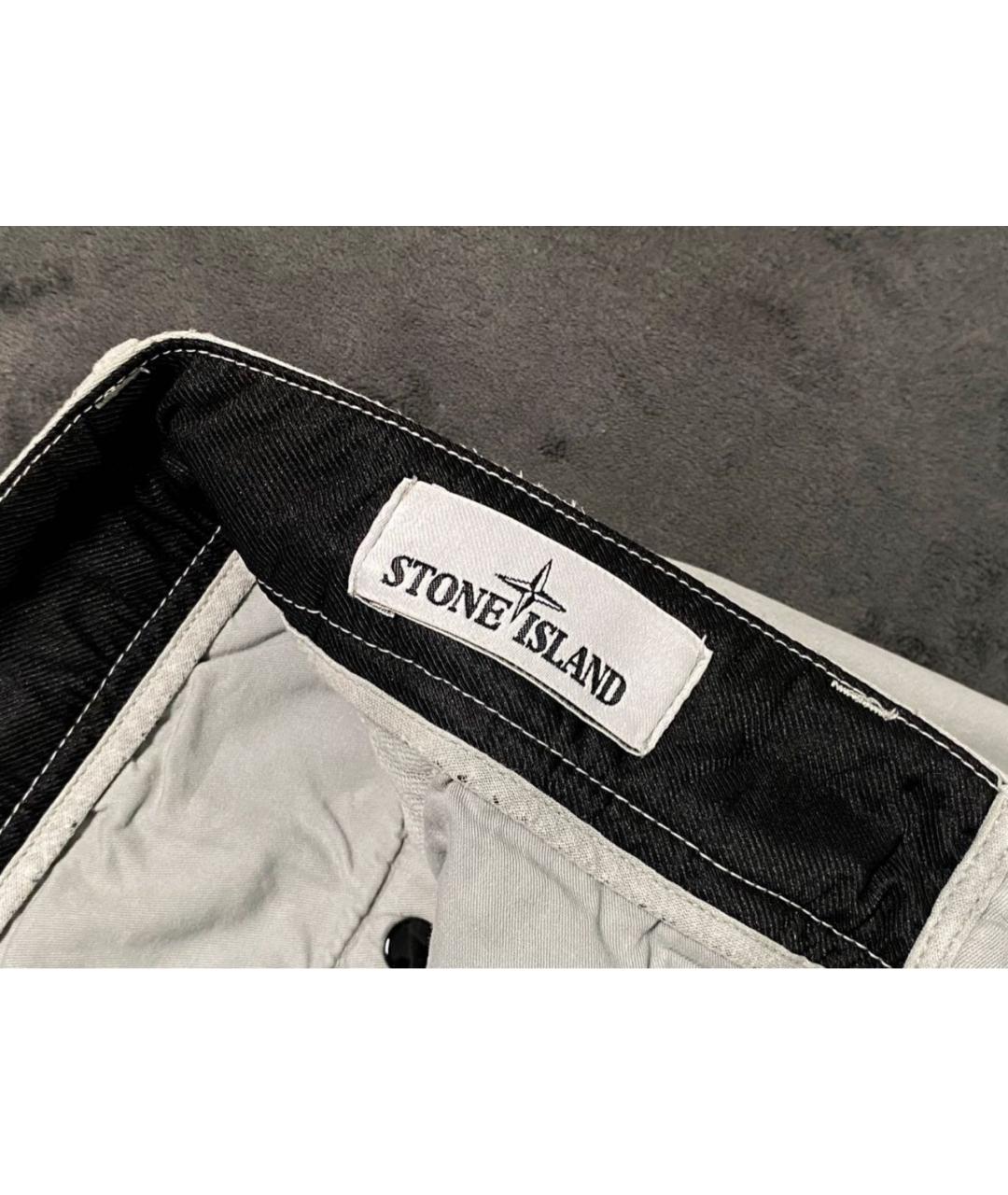 STONE ISLAND Белые хлопко-эластановые брюки чинос, фото 6