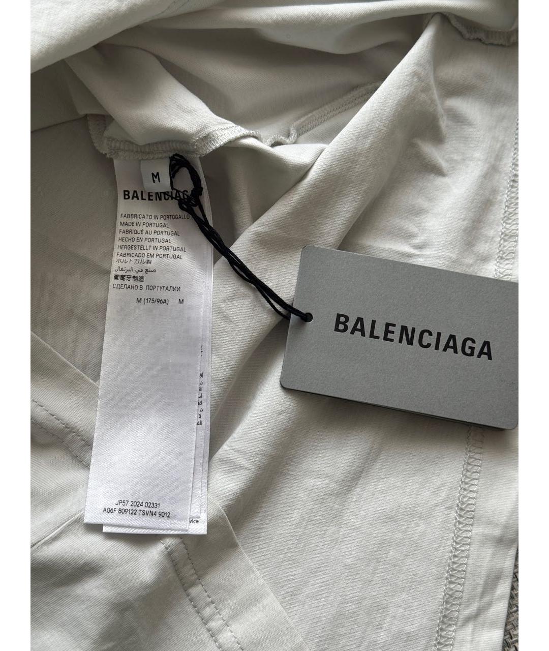BALENCIAGA Белая хлопковая футболка, фото 4