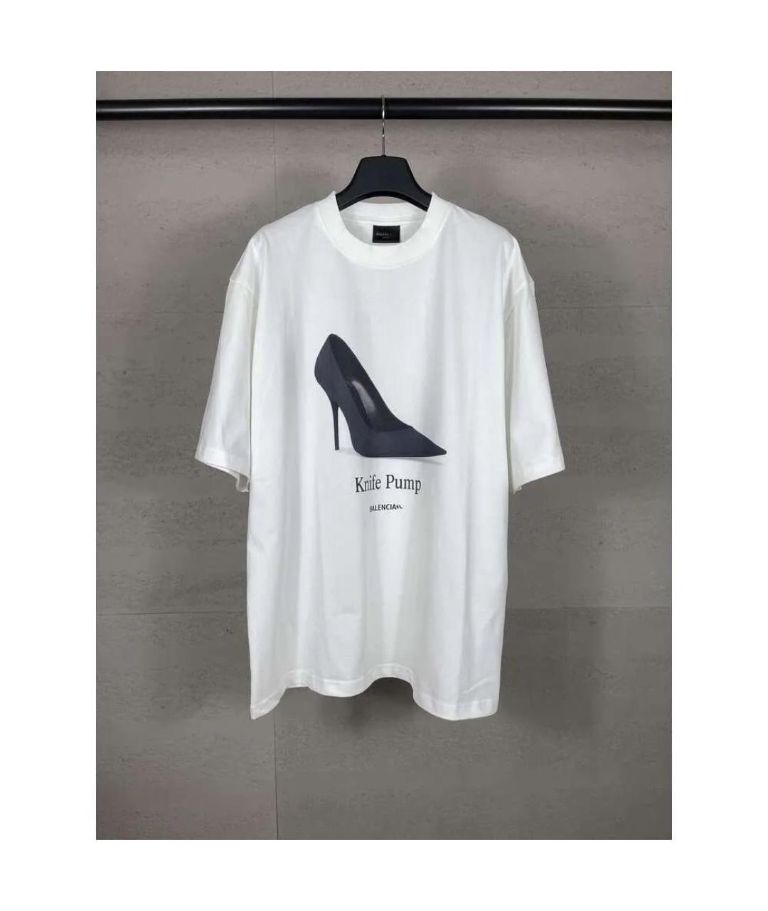 BALENCIAGA Белая хлопковая футболка, фото 2
