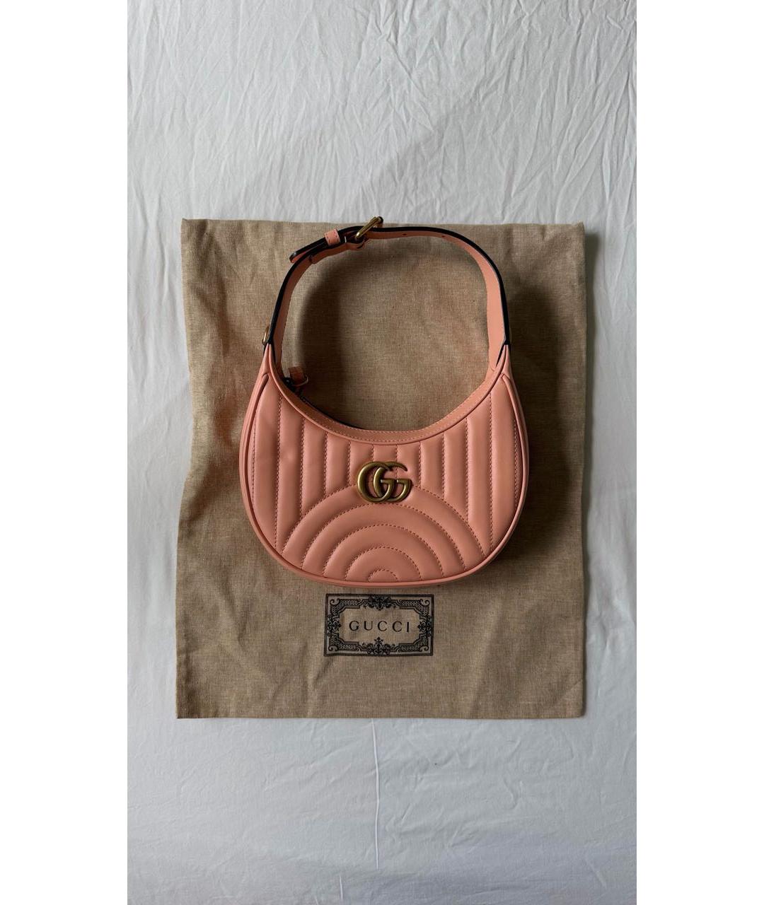 GUCCI Коралловая кожаная сумка с короткими ручками, фото 4
