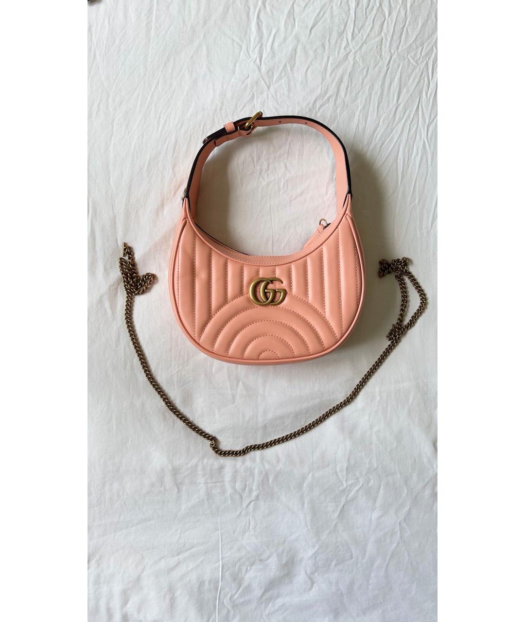 GUCCI Коралловая кожаная сумка с короткими ручками, фото 5
