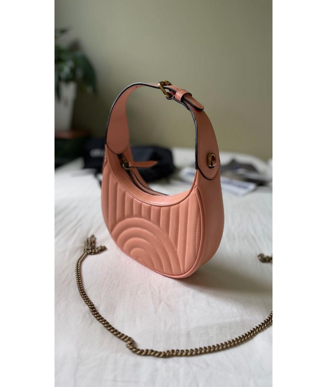 GUCCI Коралловая кожаная сумка с короткими ручками, фото 2