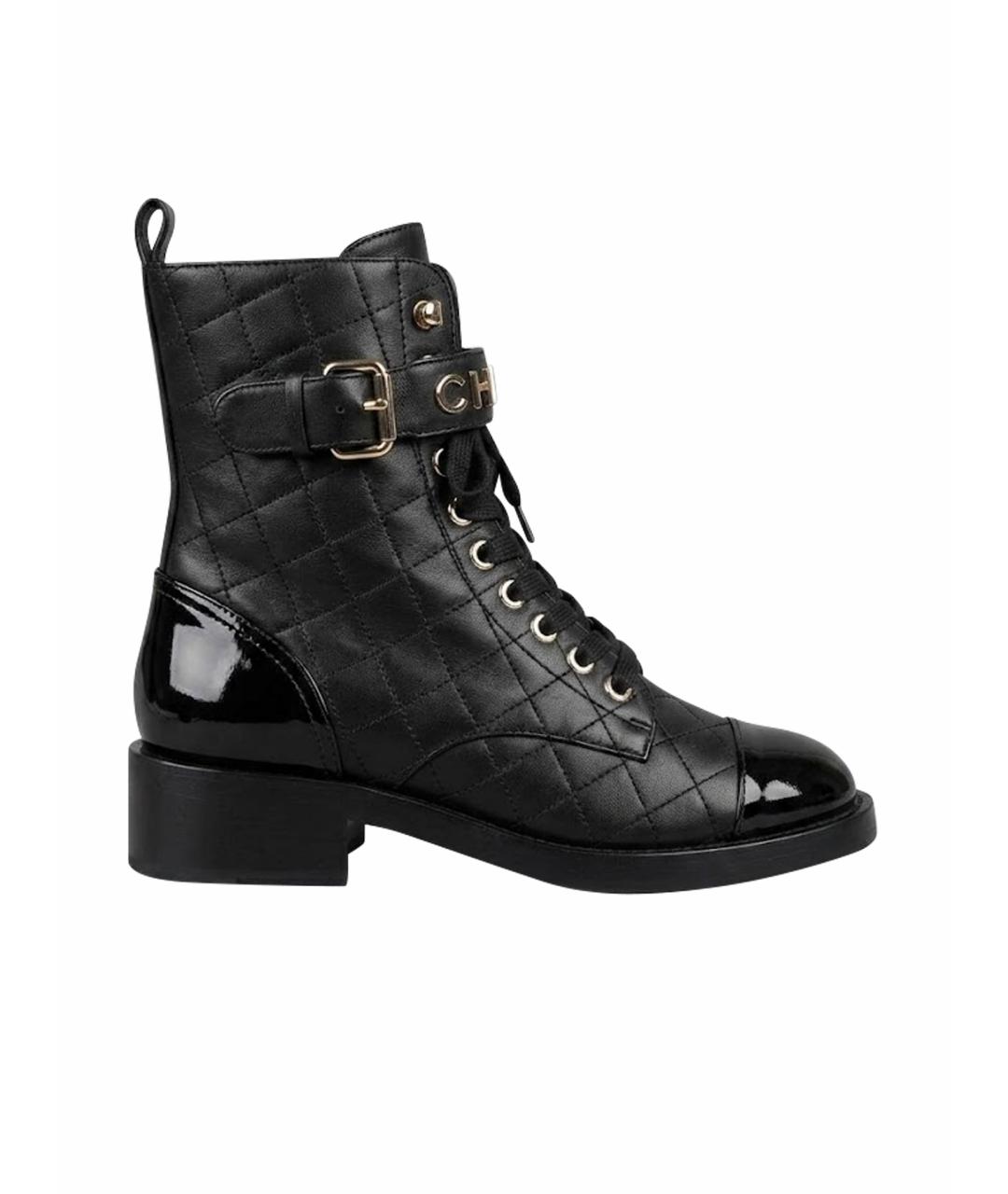 CHANEL Черные кожаные ботинки, фото 1