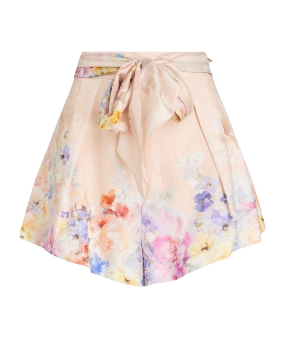 ZIMMERMANN Розовые льняные шорты, фото 1