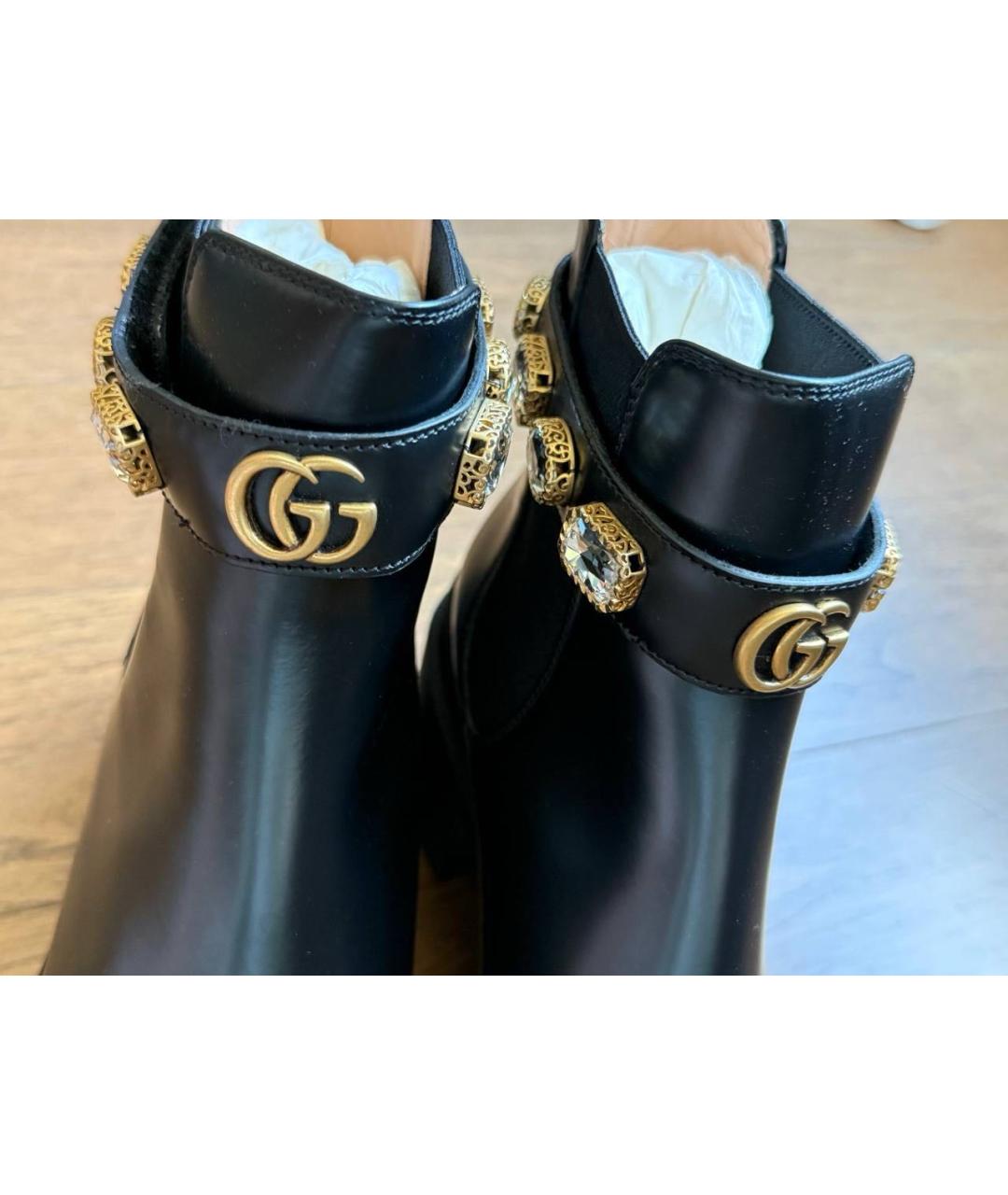 GUCCI Черные кожаные полусапоги, фото 8