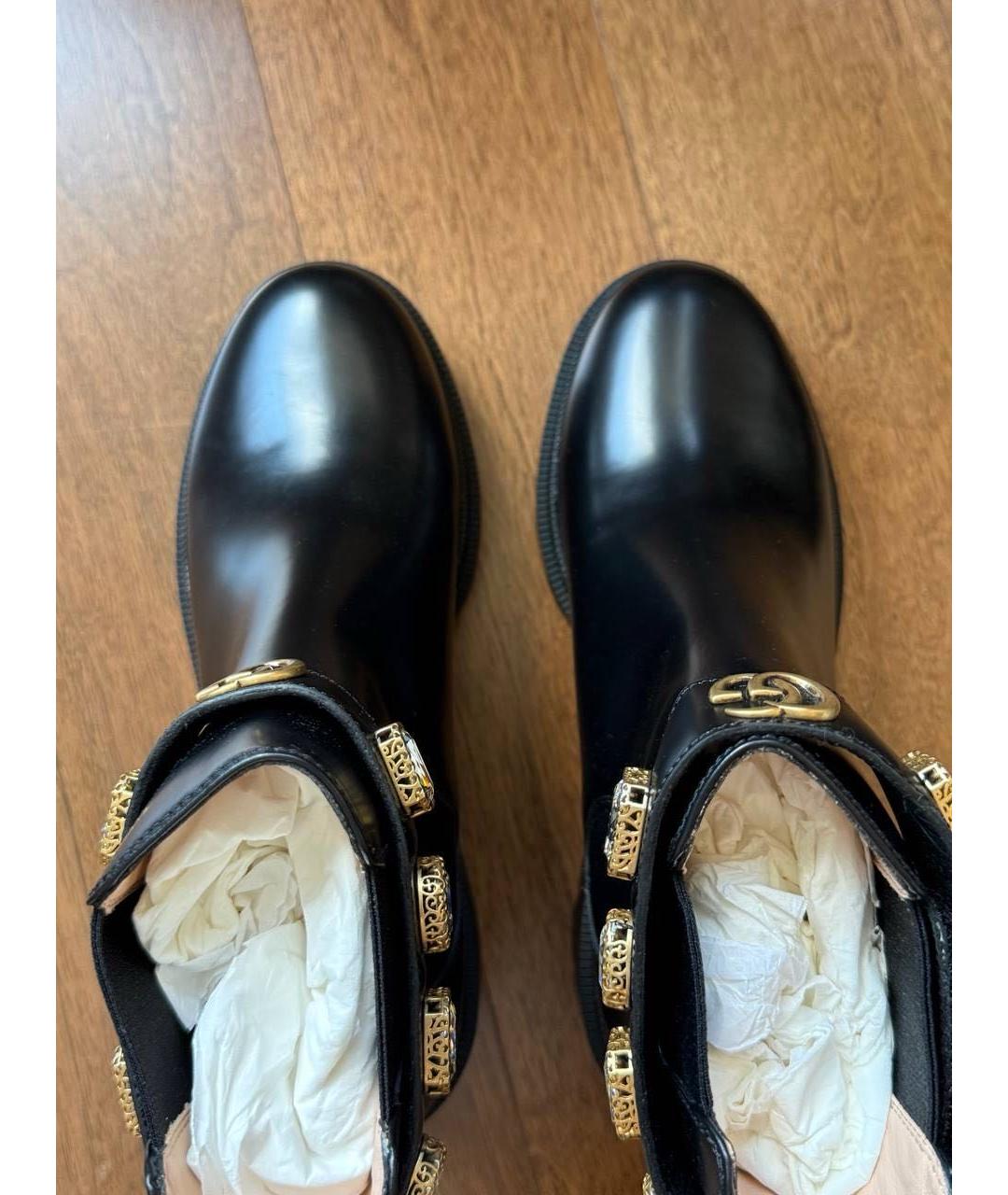 GUCCI Черные кожаные полусапоги, фото 2