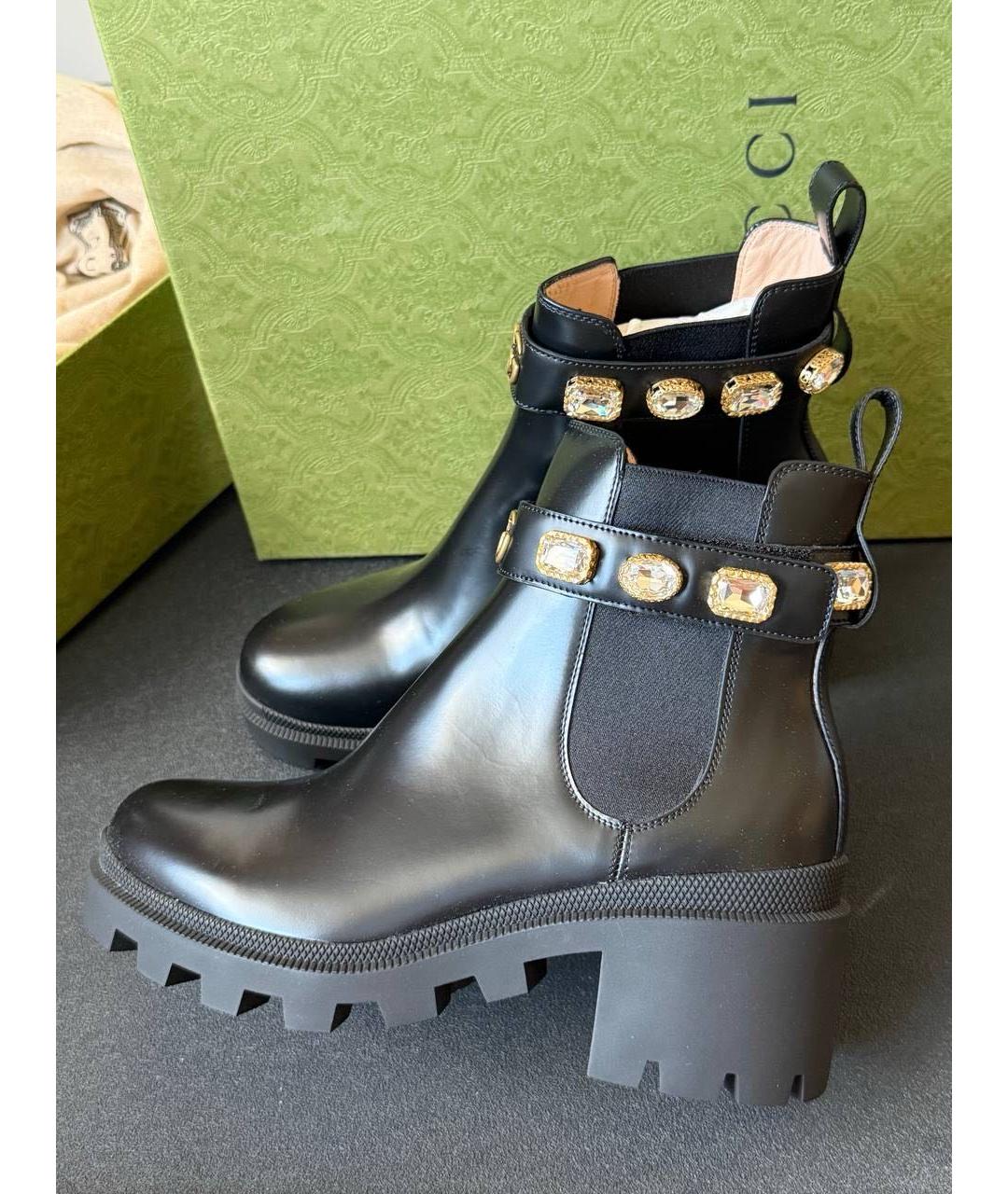 GUCCI Черные кожаные полусапоги, фото 9