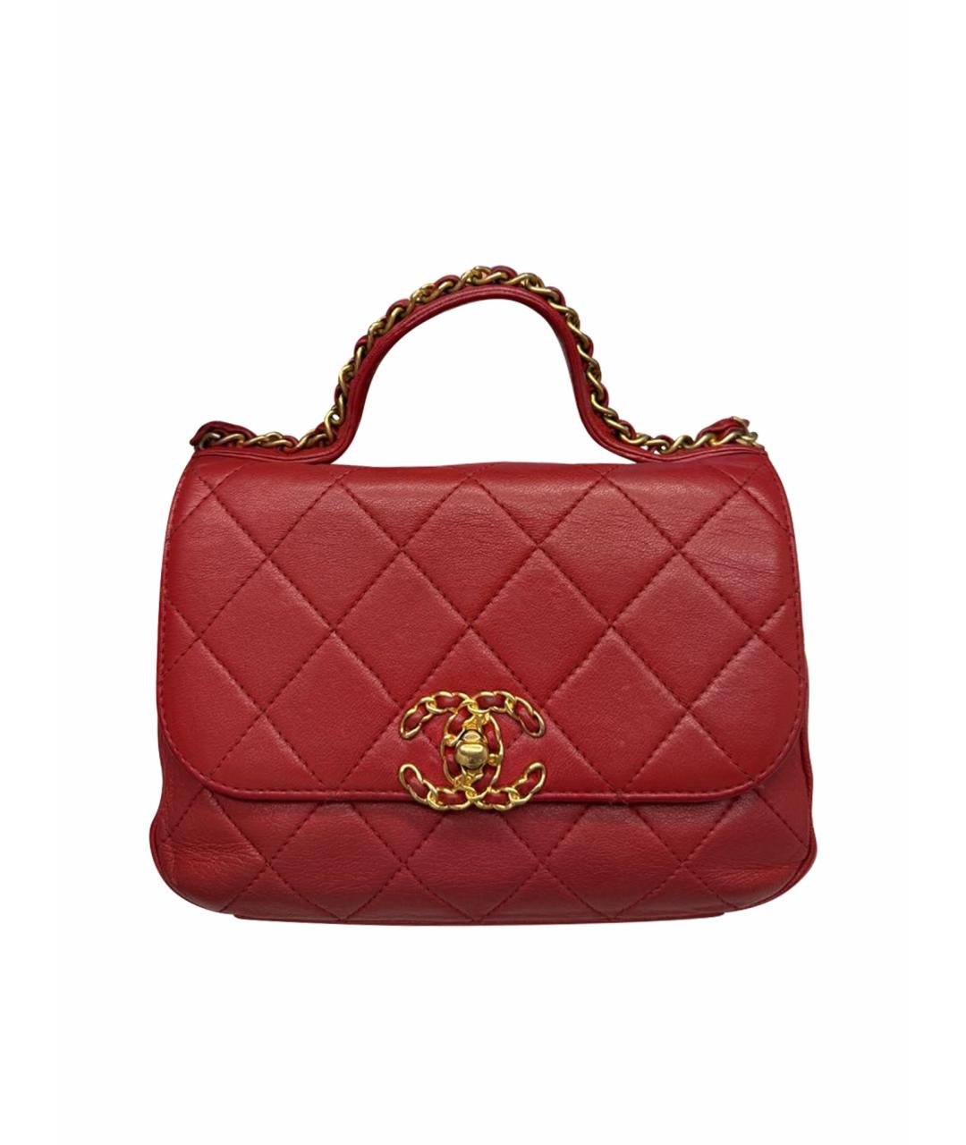 CHANEL Красная кожаная сумка с короткими ручками, фото 1