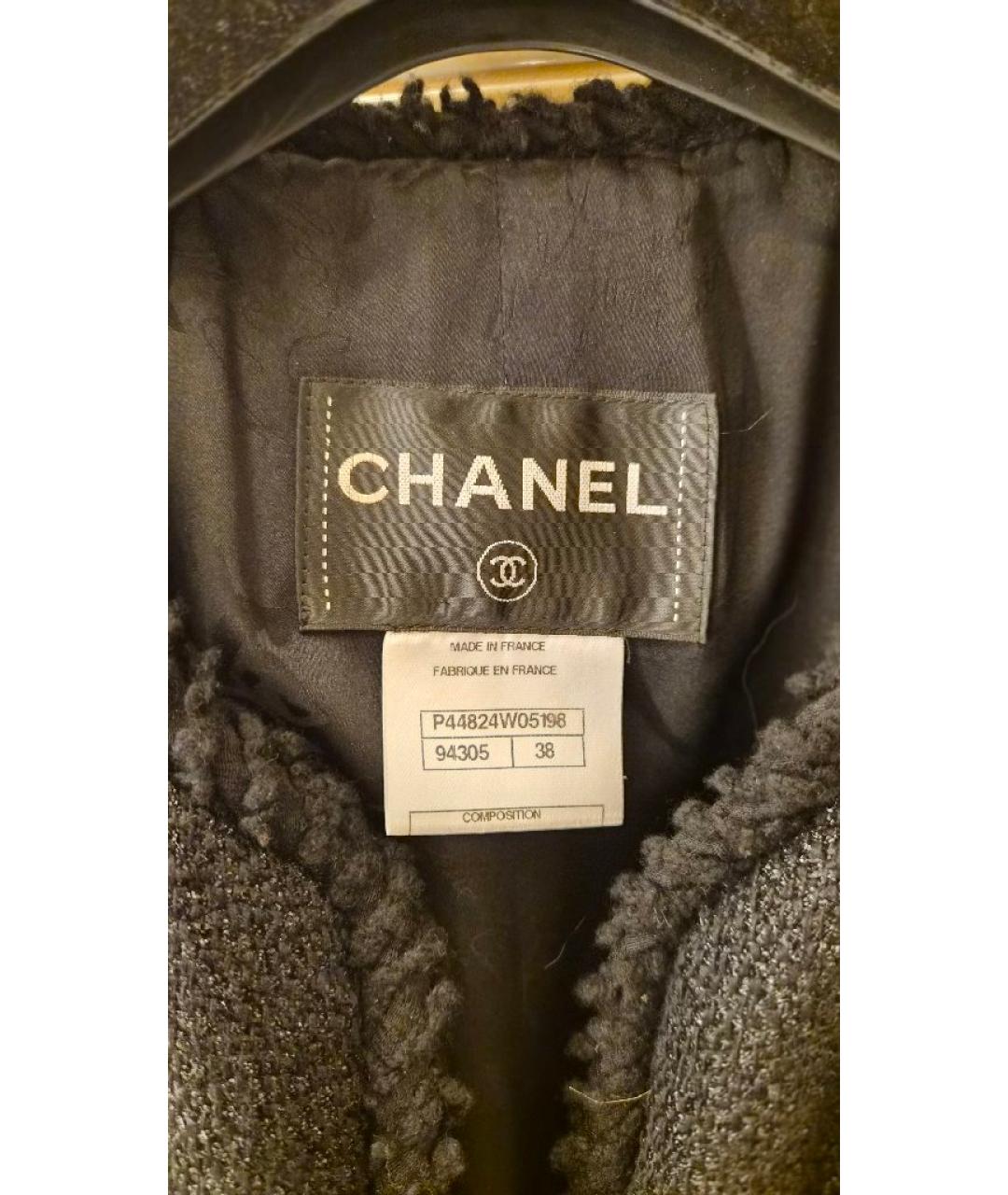 CHANEL Черный шерстяной жакет/пиджак, фото 3