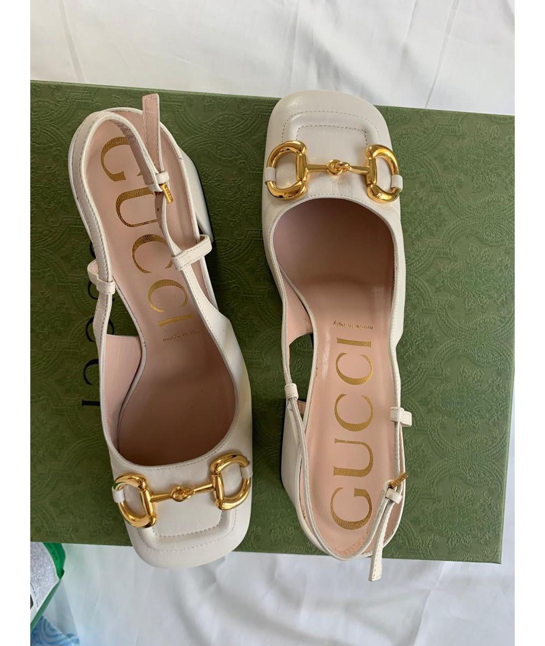 GUCCI Белые кожаные босоножки, фото 4