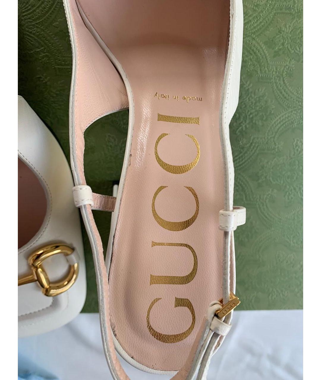 GUCCI Белые кожаные босоножки, фото 6