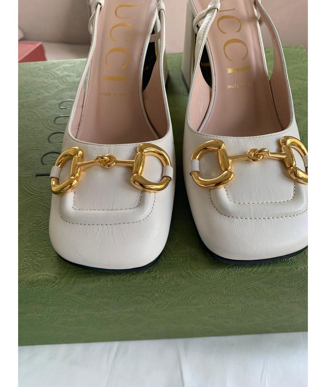 GUCCI Белые кожаные босоножки, фото 2