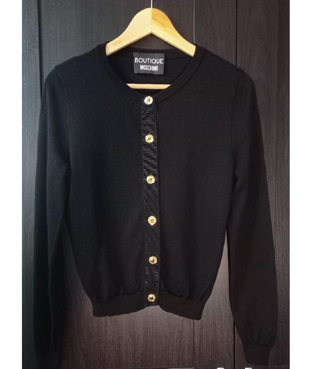 BOUTIQUE MOSCHINO Черный шерстяной кардиган, фото 10