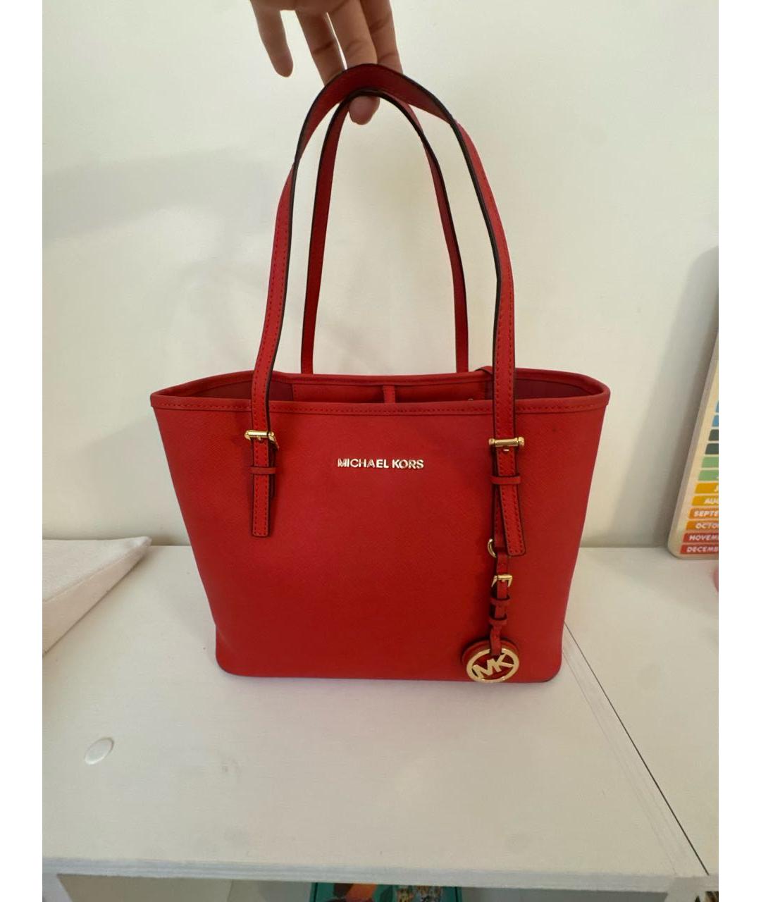MICHAEL KORS Красная кожаная сумка тоут, фото 5