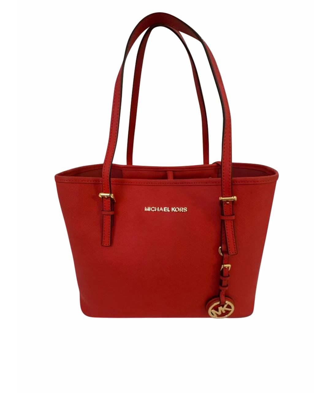MICHAEL KORS Красная кожаная сумка тоут, фото 1