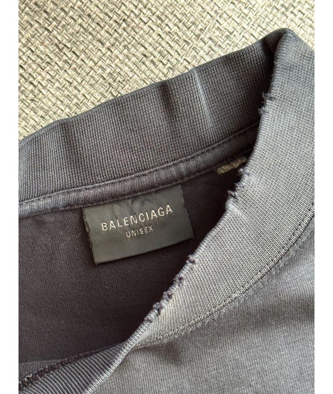 BALENCIAGA Черная хлопковая футболка, фото 4