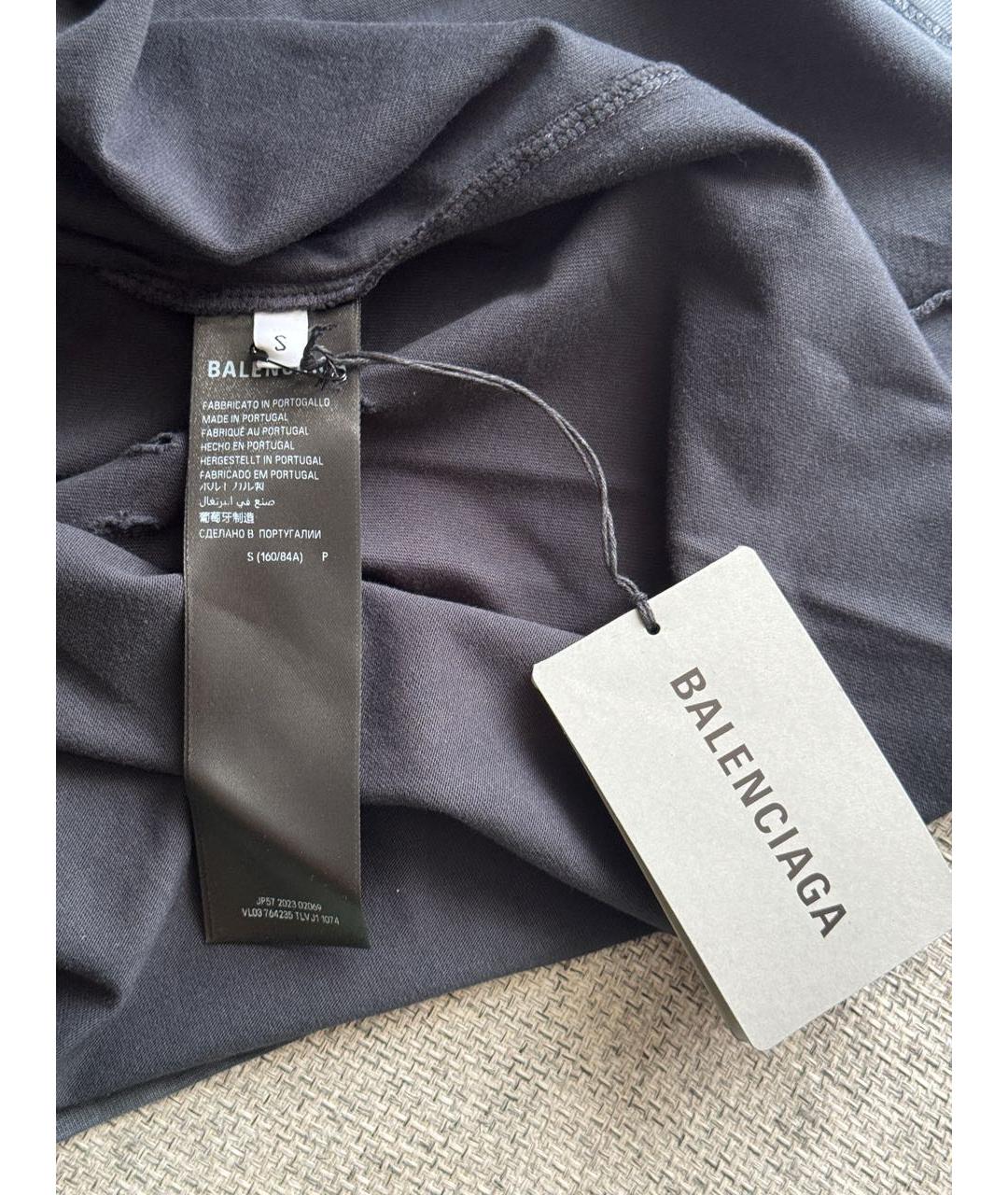 BALENCIAGA Черная хлопковая футболка, фото 6