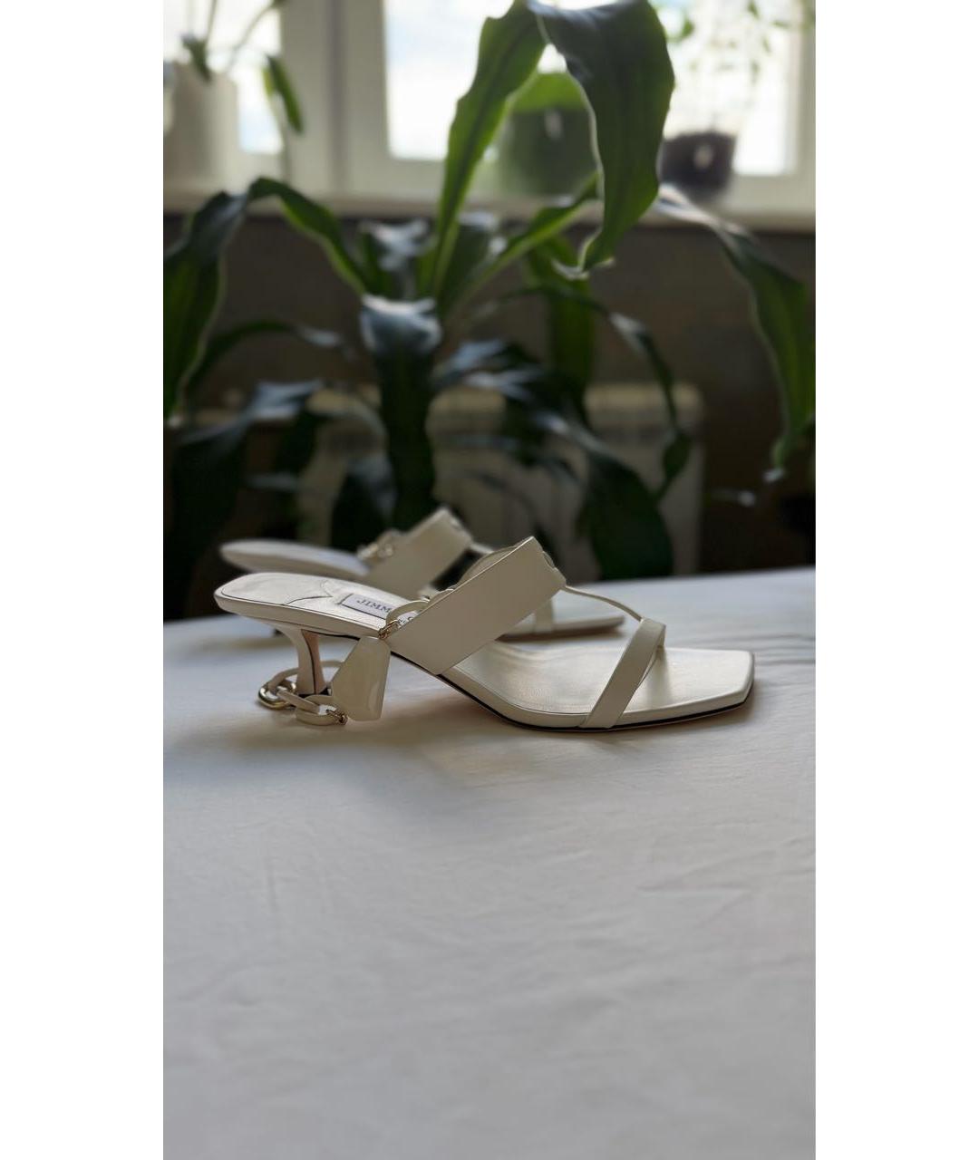 JIMMY CHOO Белые кожаные босоножки, фото 9