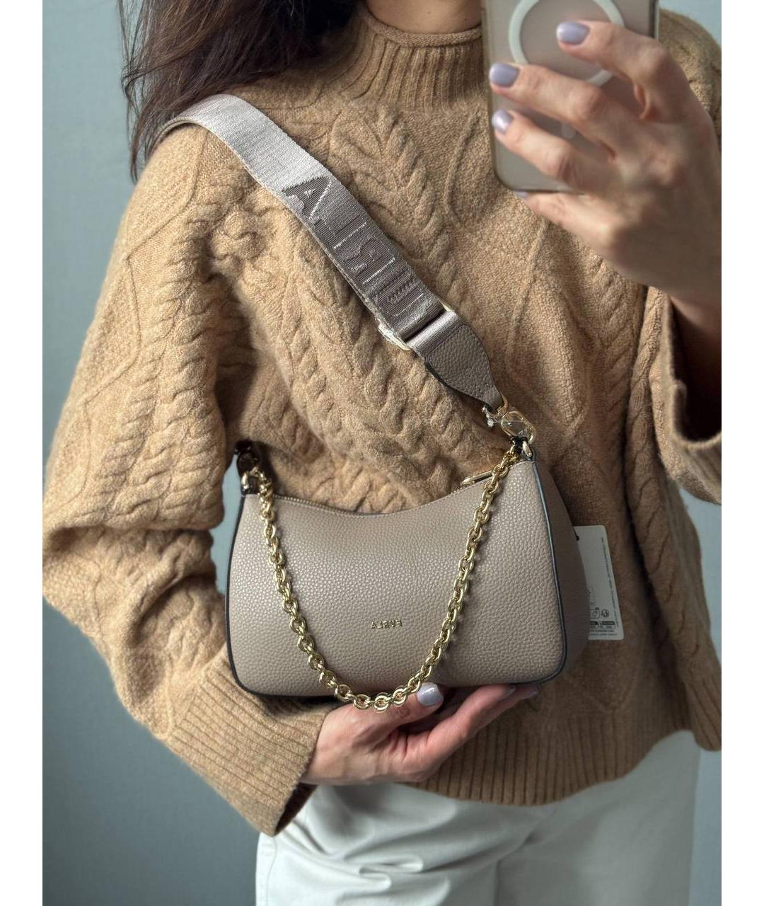 FURLA Бежевая кожаная сумка через плечо, фото 5