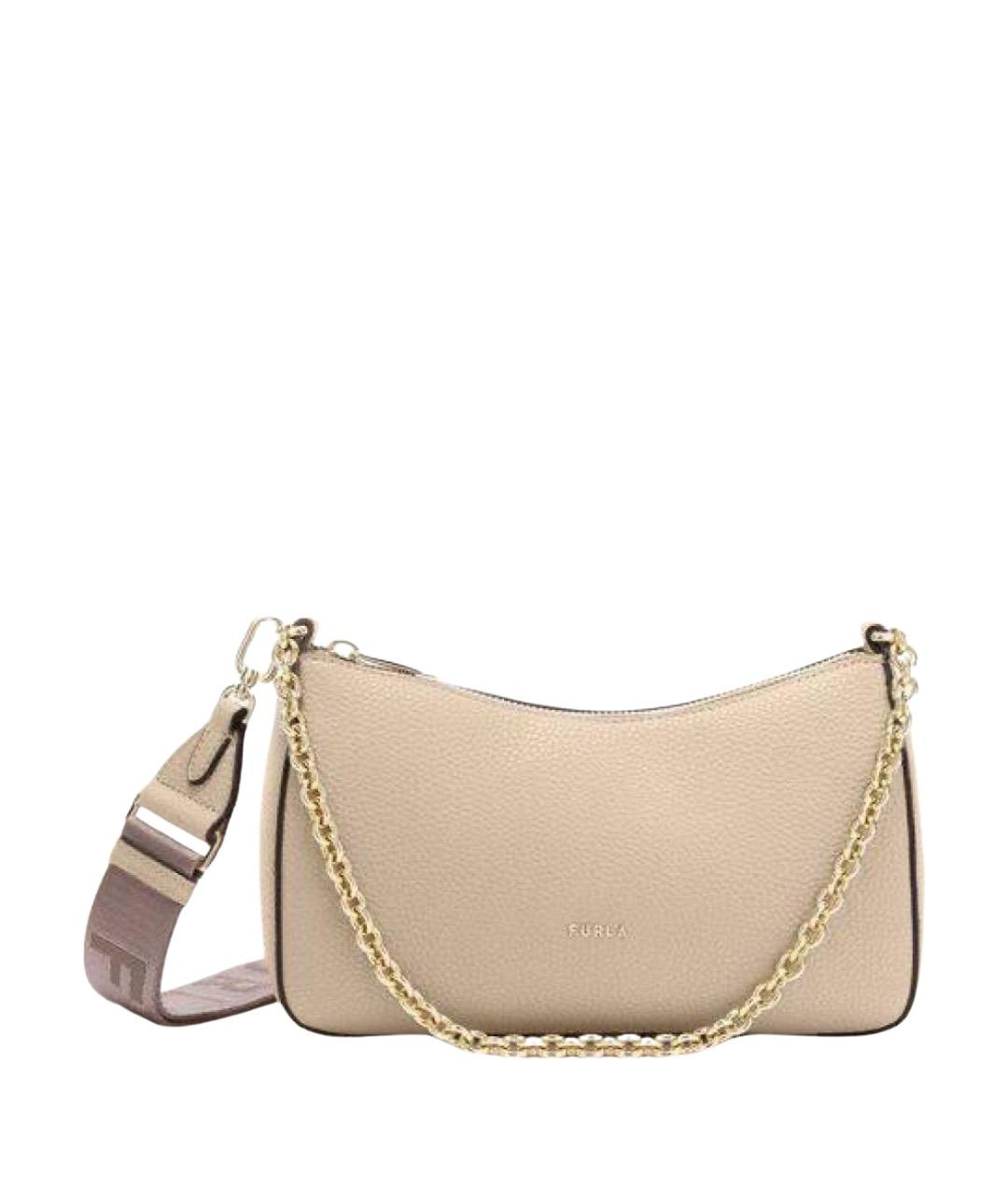 FURLA Бежевая кожаная сумка через плечо, фото 1
