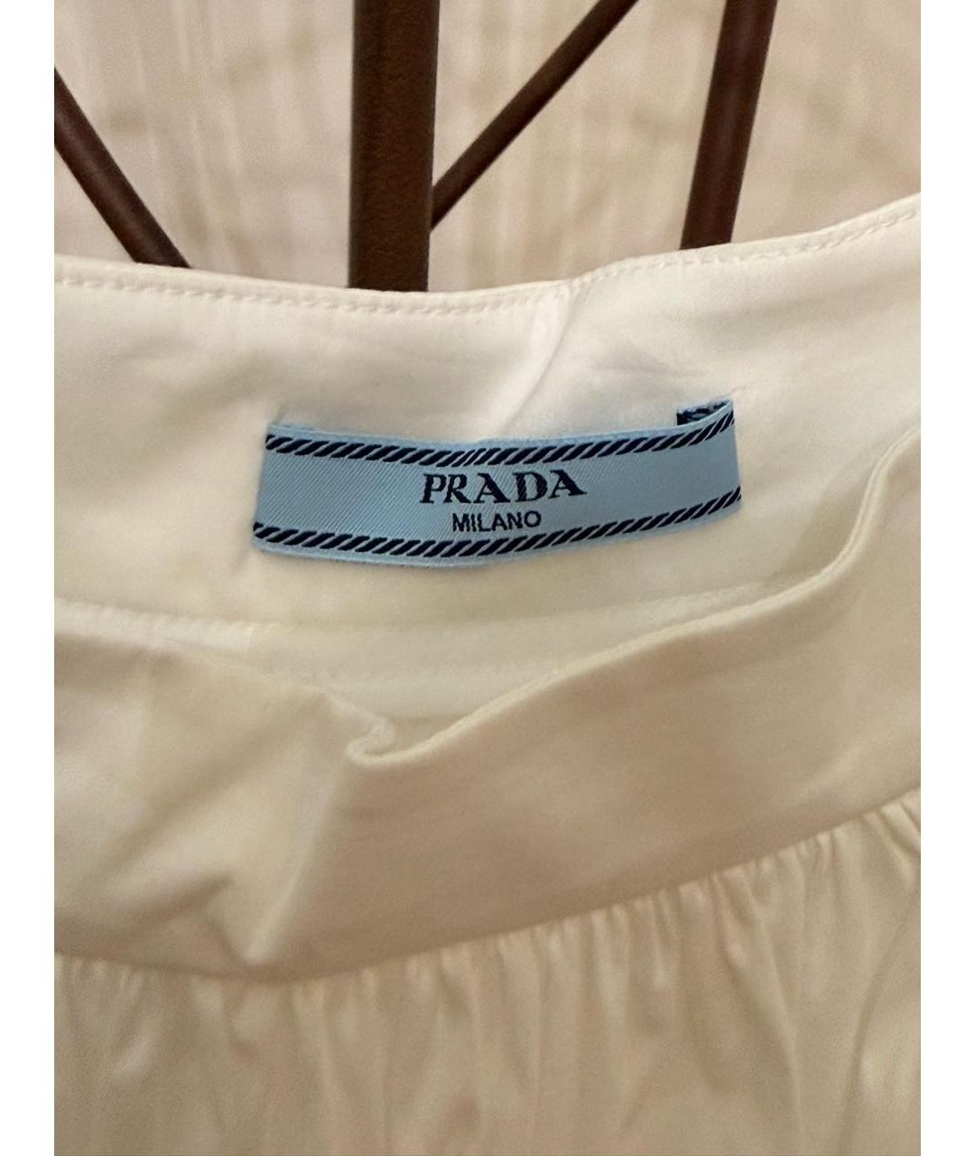 PRADA Белая хлопковая юбка миди, фото 3