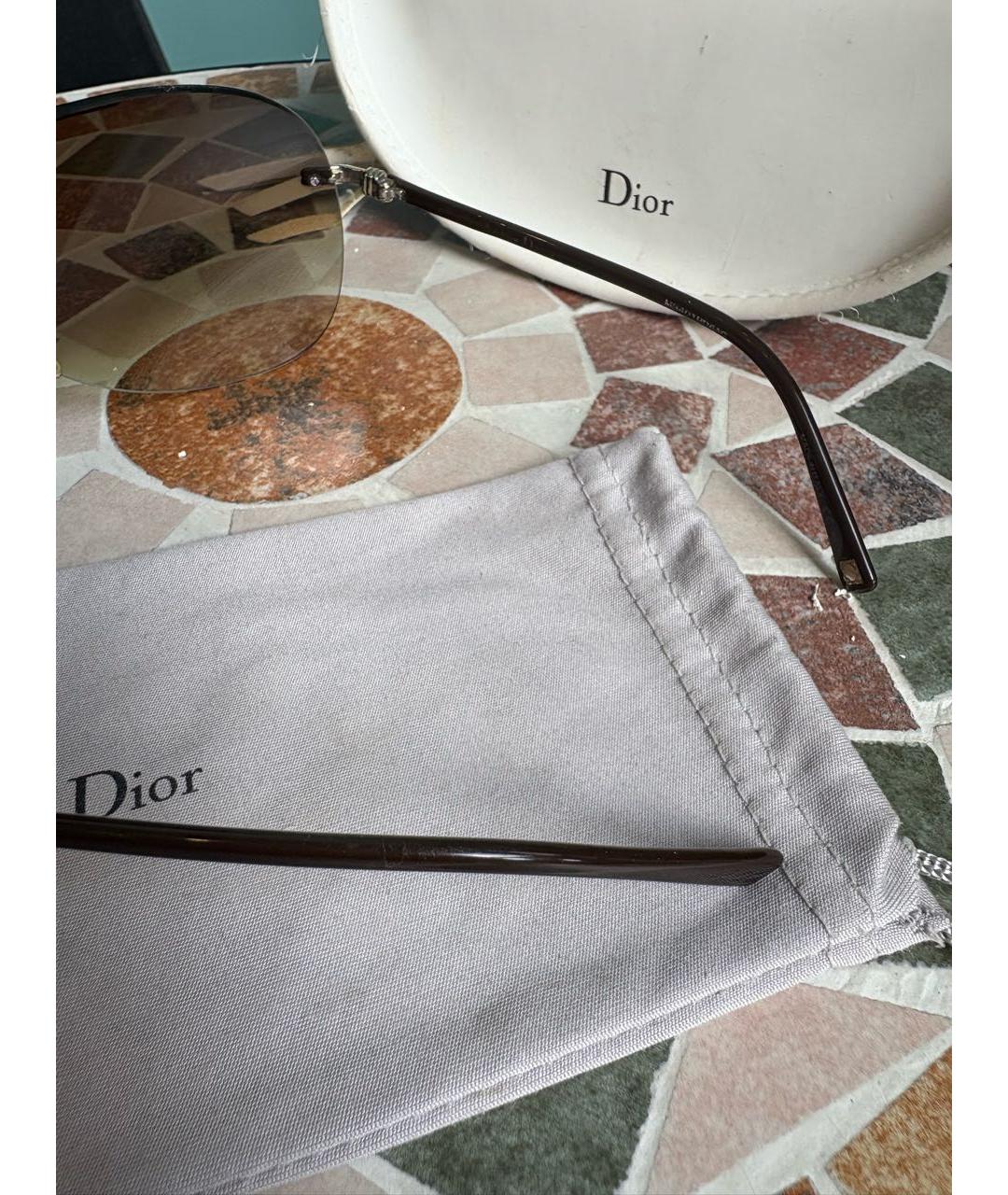 CHRISTIAN DIOR Коричневые пластиковые солнцезащитные очки, фото 3