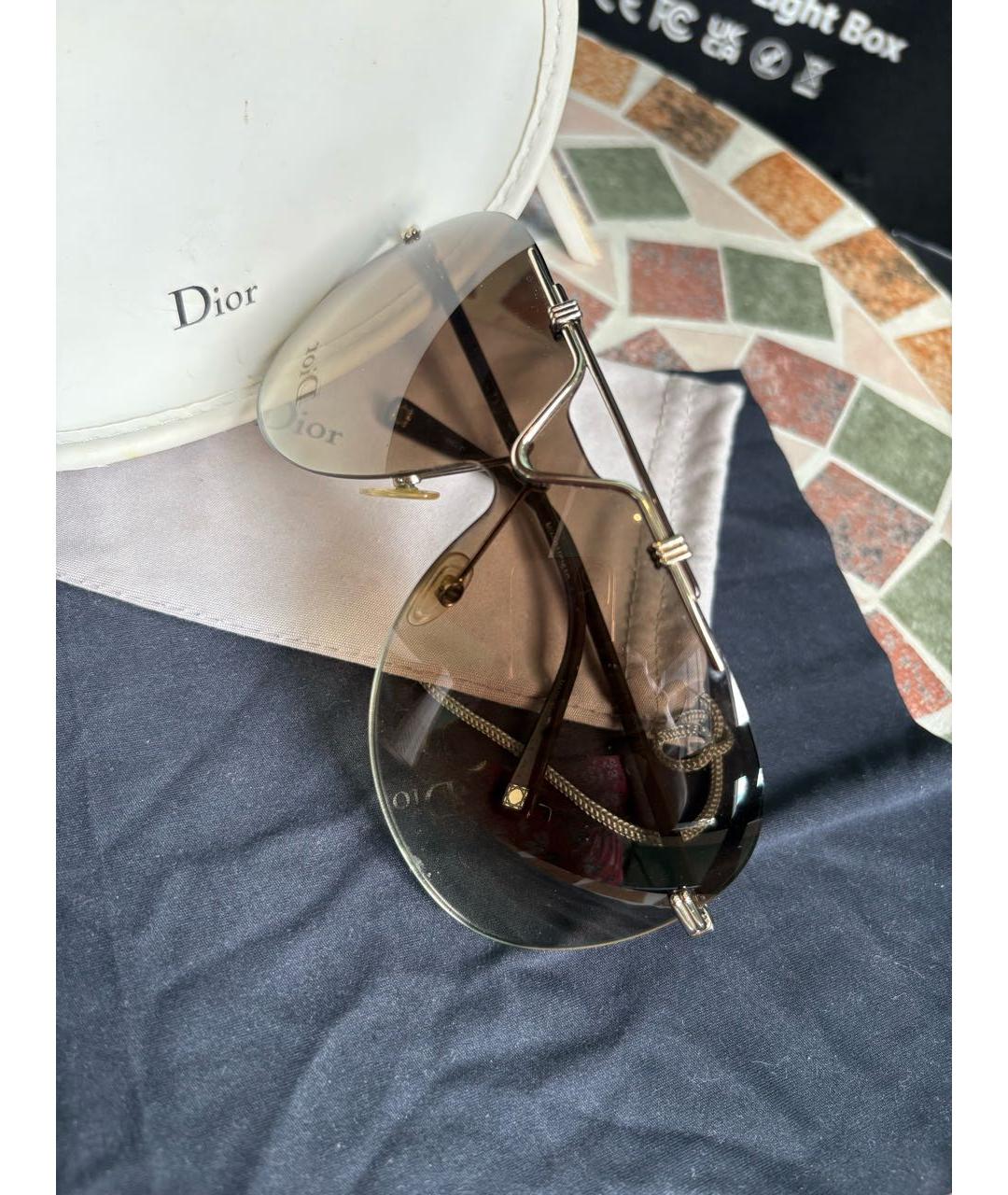 CHRISTIAN DIOR Коричневые пластиковые солнцезащитные очки, фото 7