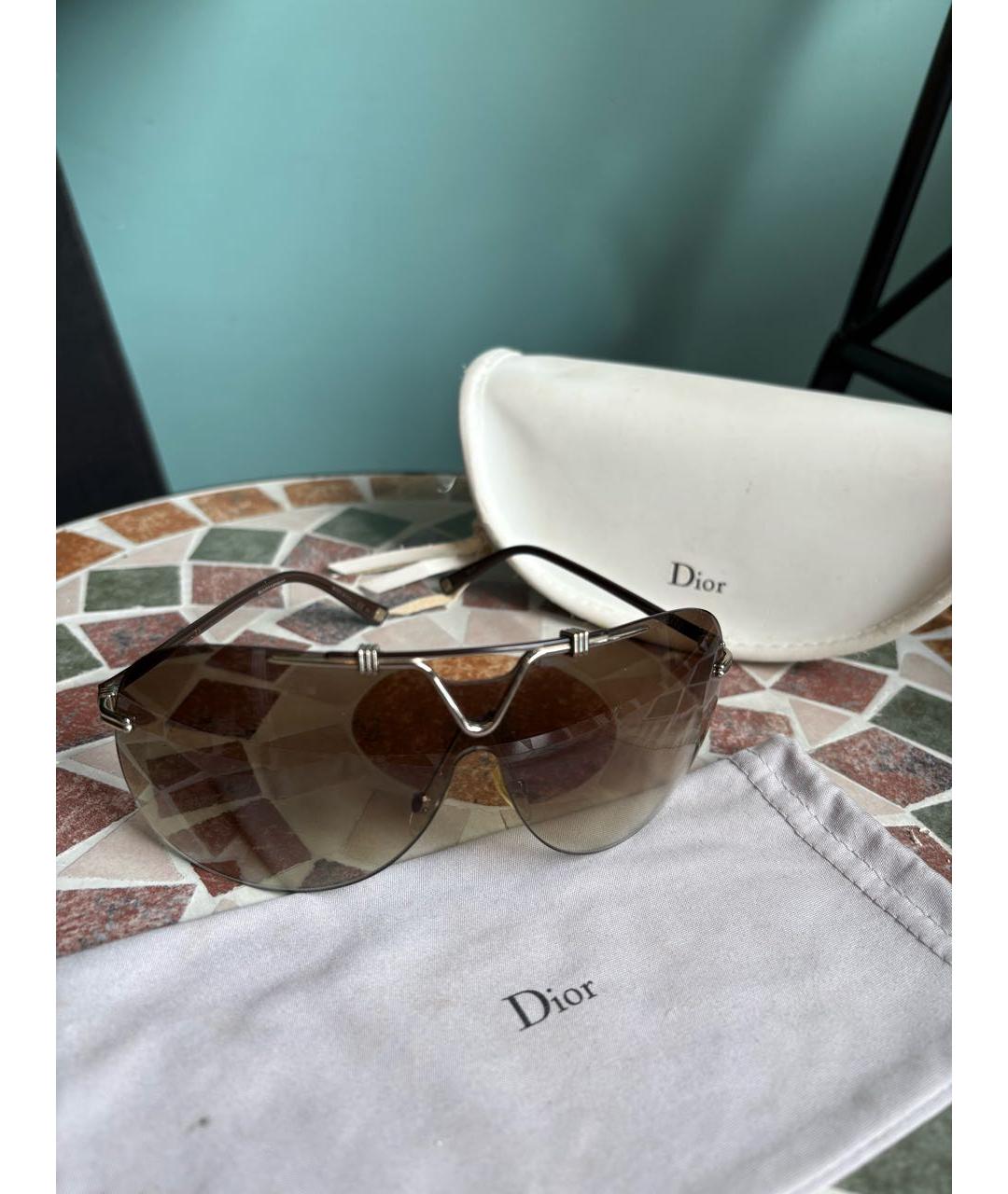 CHRISTIAN DIOR Коричневые пластиковые солнцезащитные очки, фото 8