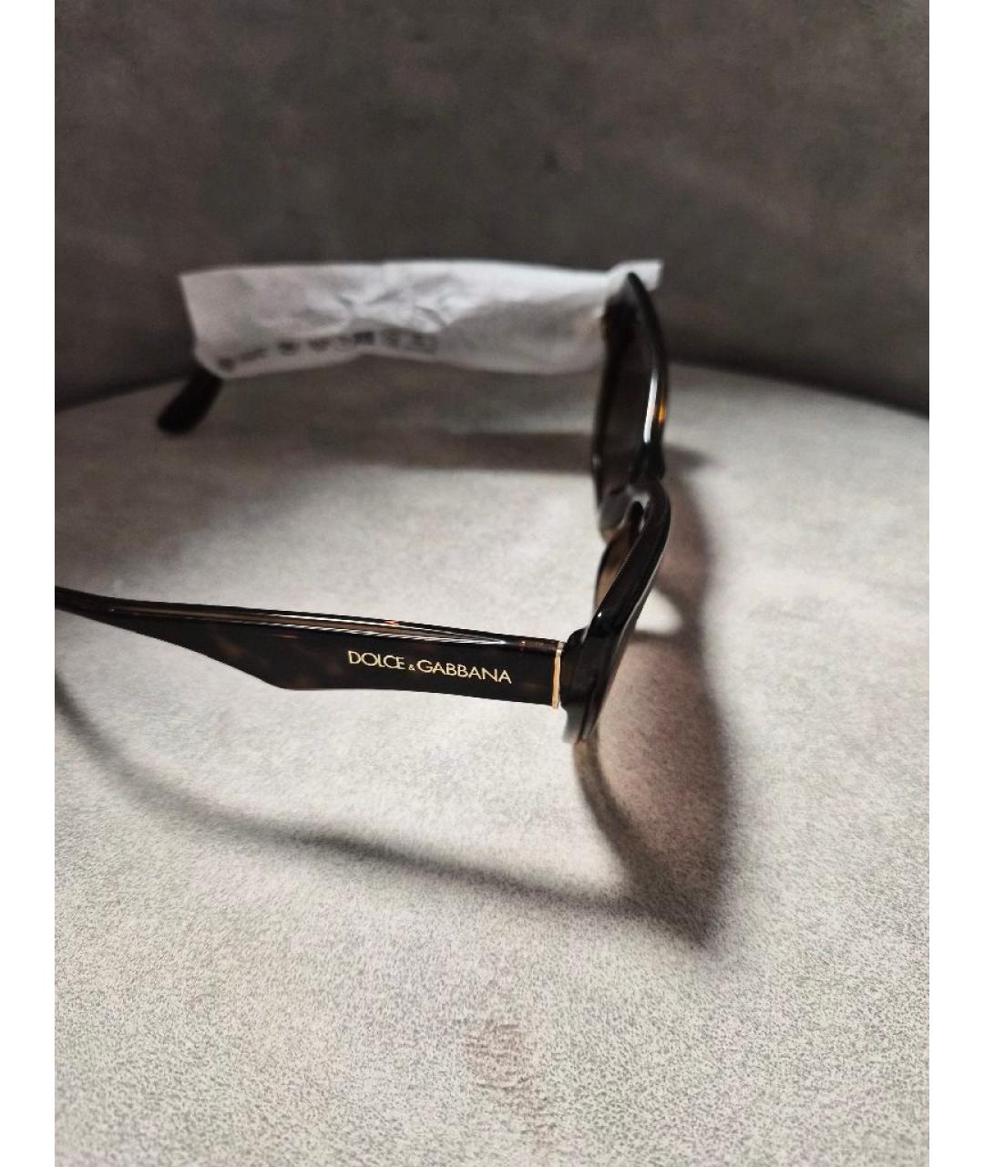 DOLCE&GABBANA Коричневые пластиковые солнцезащитные очки, фото 2