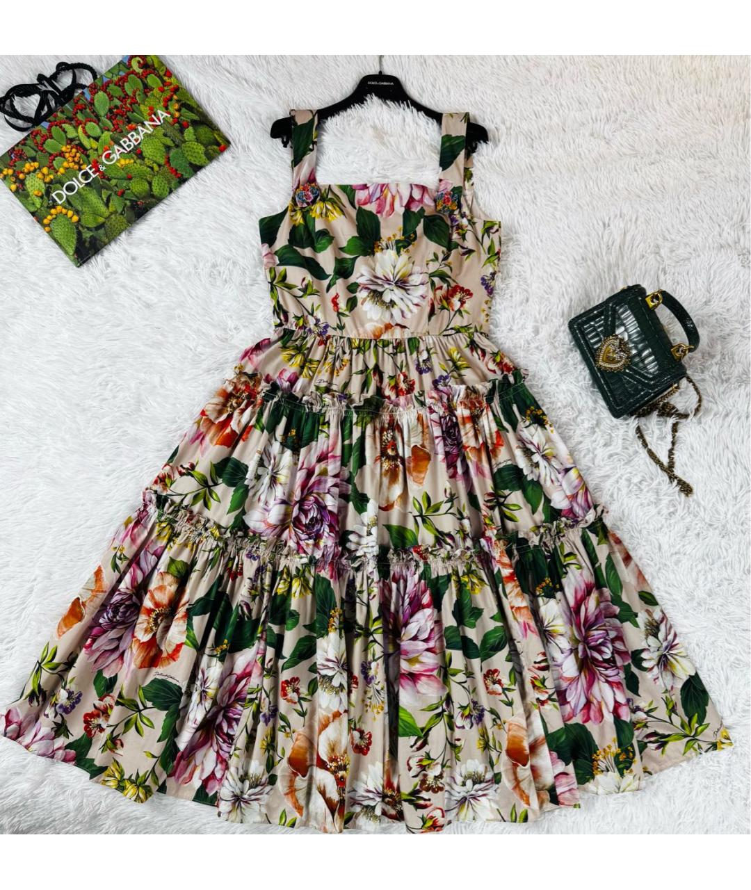 DOLCE&GABBANA Мульти хлопковое вечернее платье, фото 3