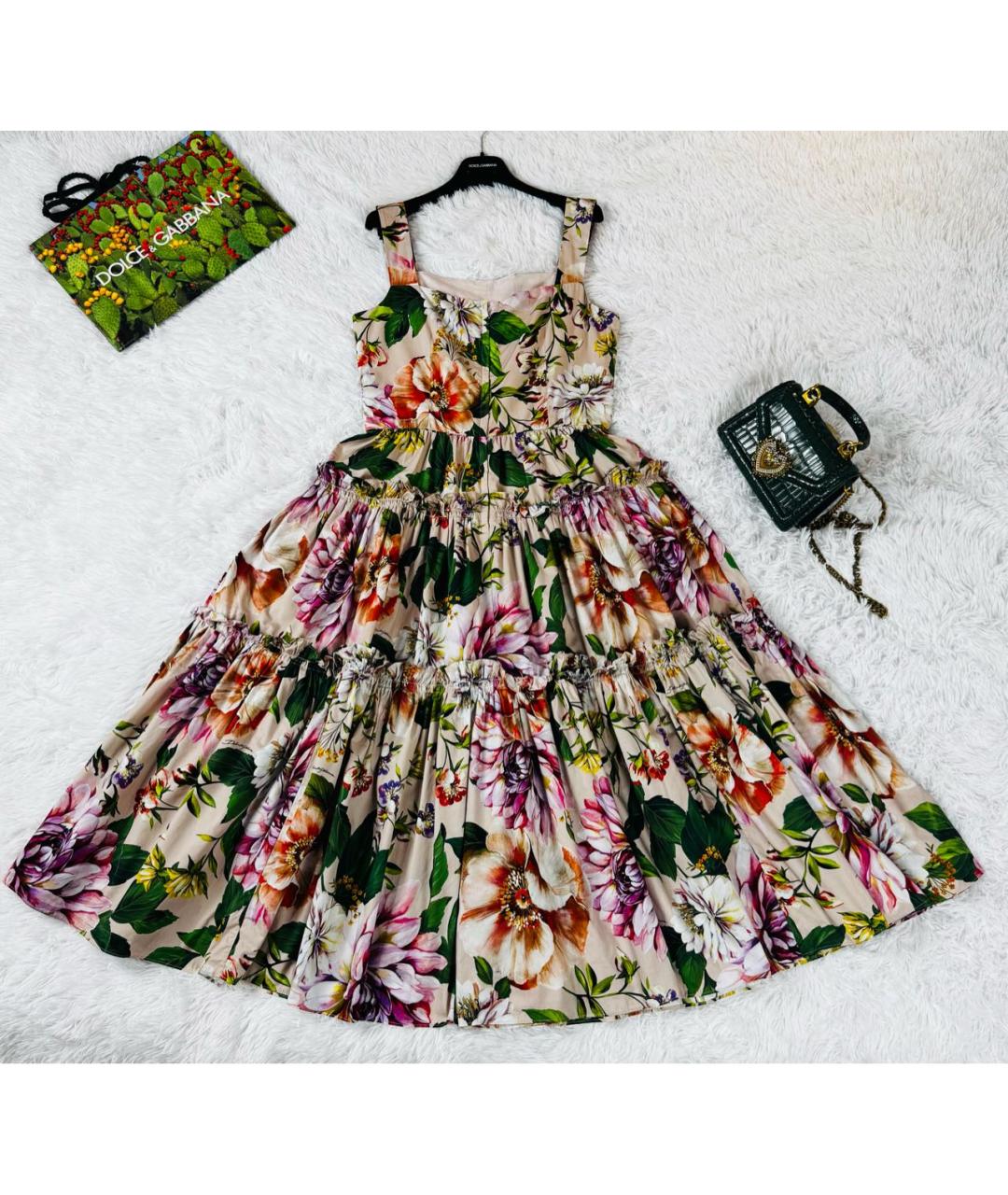DOLCE&GABBANA Мульти хлопковое вечернее платье, фото 5