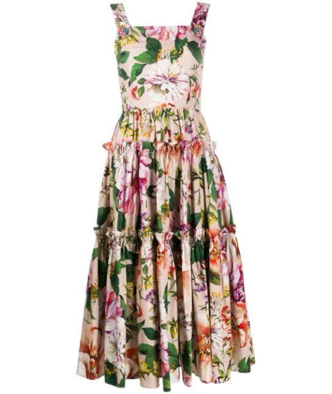 DOLCE&GABBANA Мульти хлопковое вечернее платье, фото 9