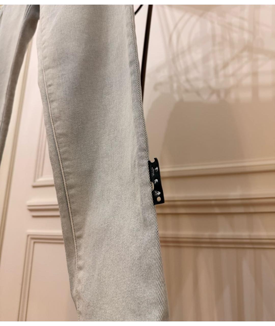 OFF-WHITE Голубые хлопко-эластановые джинсы слим, фото 6