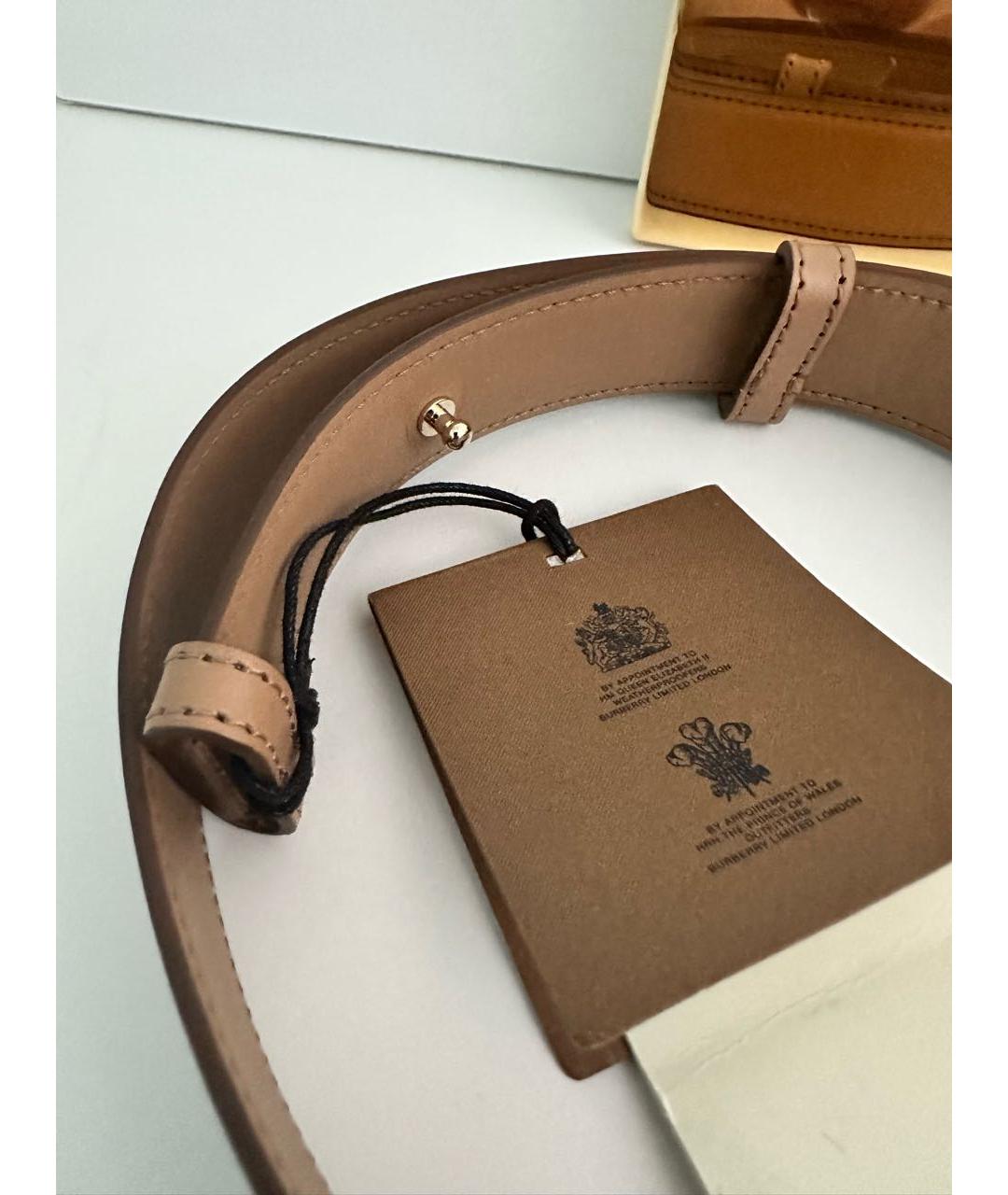 BURBERRY Бежевый кожаный ремень, фото 2